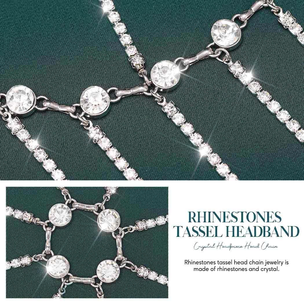 Aukmla Aukmla Rhinestones Head Chain 1920s Flapper Headpiece Cap Crystal Headband Hair Chains Roaring 20s Wedding Hair Accessories for Women and Girls