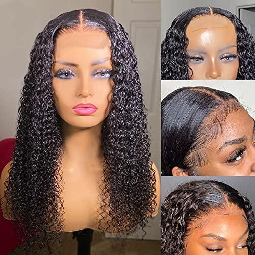 SUPERNOVA SUPERNOVA Curly Lace Front Wigs Human Hair 4x4 Lace Closure Wigs Human Hair For Black Women 8A Brzilian Virgin Kinky Curly Wig 150% Density Pre Plucked Hair Wig (20 inches)