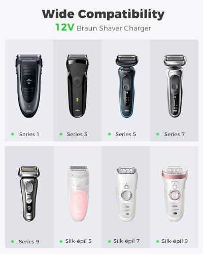 Newding 12V Charger Cable for Braun Shaver Series S3 S5 S6 S7 S8 S9, Beard Trimmer and Epilator Silk-pil 9 7 5 Wet & Dry Electric Razor Charging Cord for Series 3 5 6 7 8 9 Pro Pro+