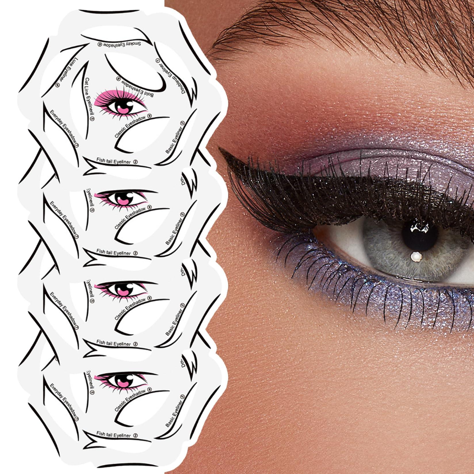 KUYYFDS KUYYFDS Eyeliner Stencil 4 Sheets 10 Models Each Eyeshadow Stencils 6 in 1 Reusable Cat Eye Liner Stickers with Perfect Winged Tip for Eye Makeup Tools