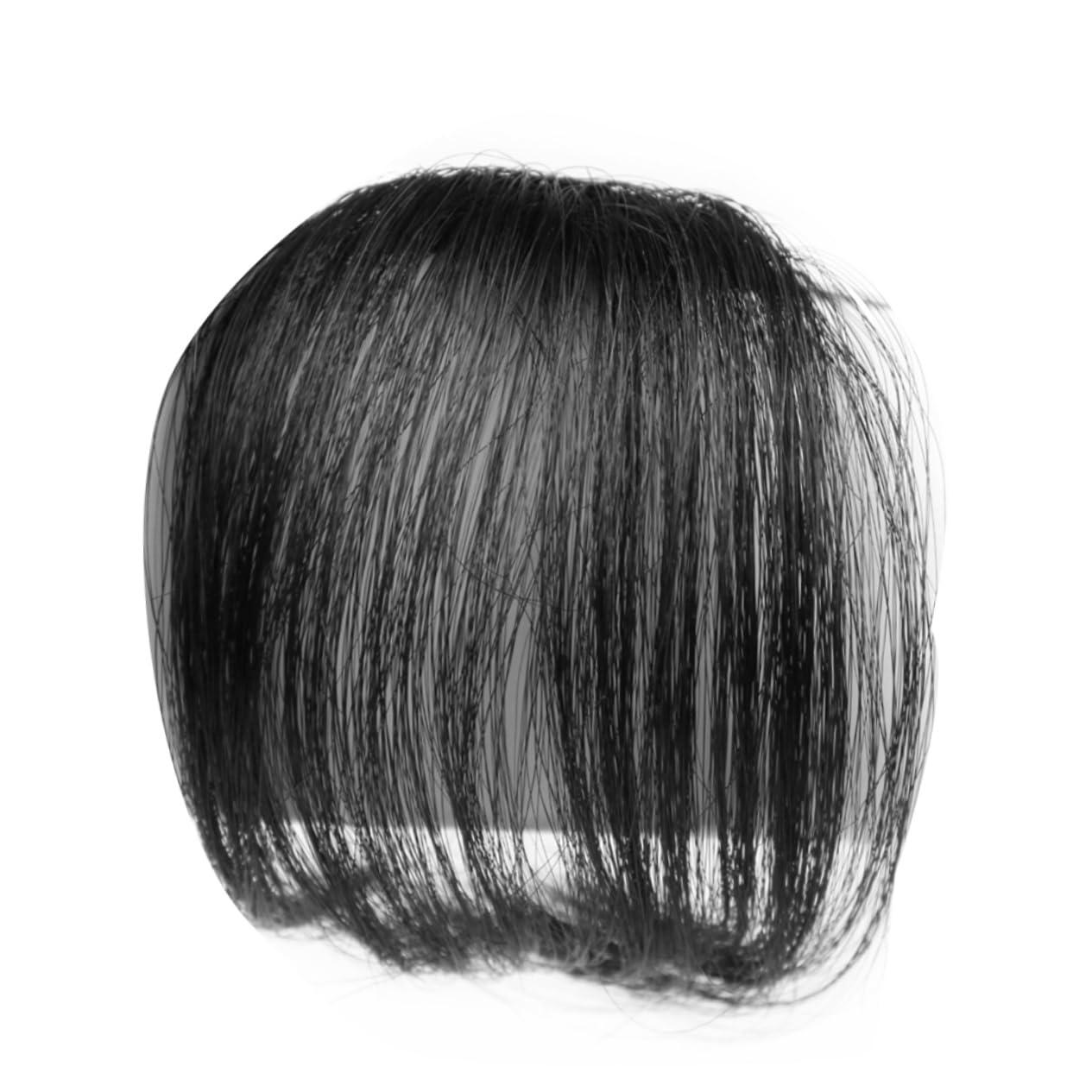 NOLITOY NOLITOY 2pcs Piece Black Wig with Bangs Fringe Bangs Hair Clip Black Barrettes Clip in Bangs Real Human Hair Fake Bangs Fake Hair Black Hair Clip Hair Clip in Extensions Neat Bangs Woman