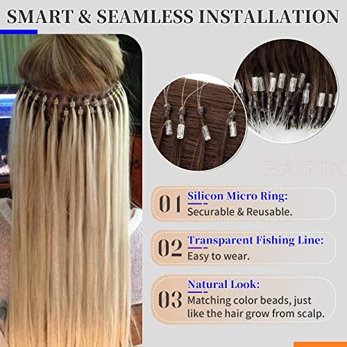 Hairro Hairro Microlinks Hair Extensions Human Hair Micro Loop Hairpieces Easy Pre Bonded Cold Fusion Keratin Stick Micro Bead Hair Extension For Women 20 inch 50g 100 Strands #04 Medium Brown