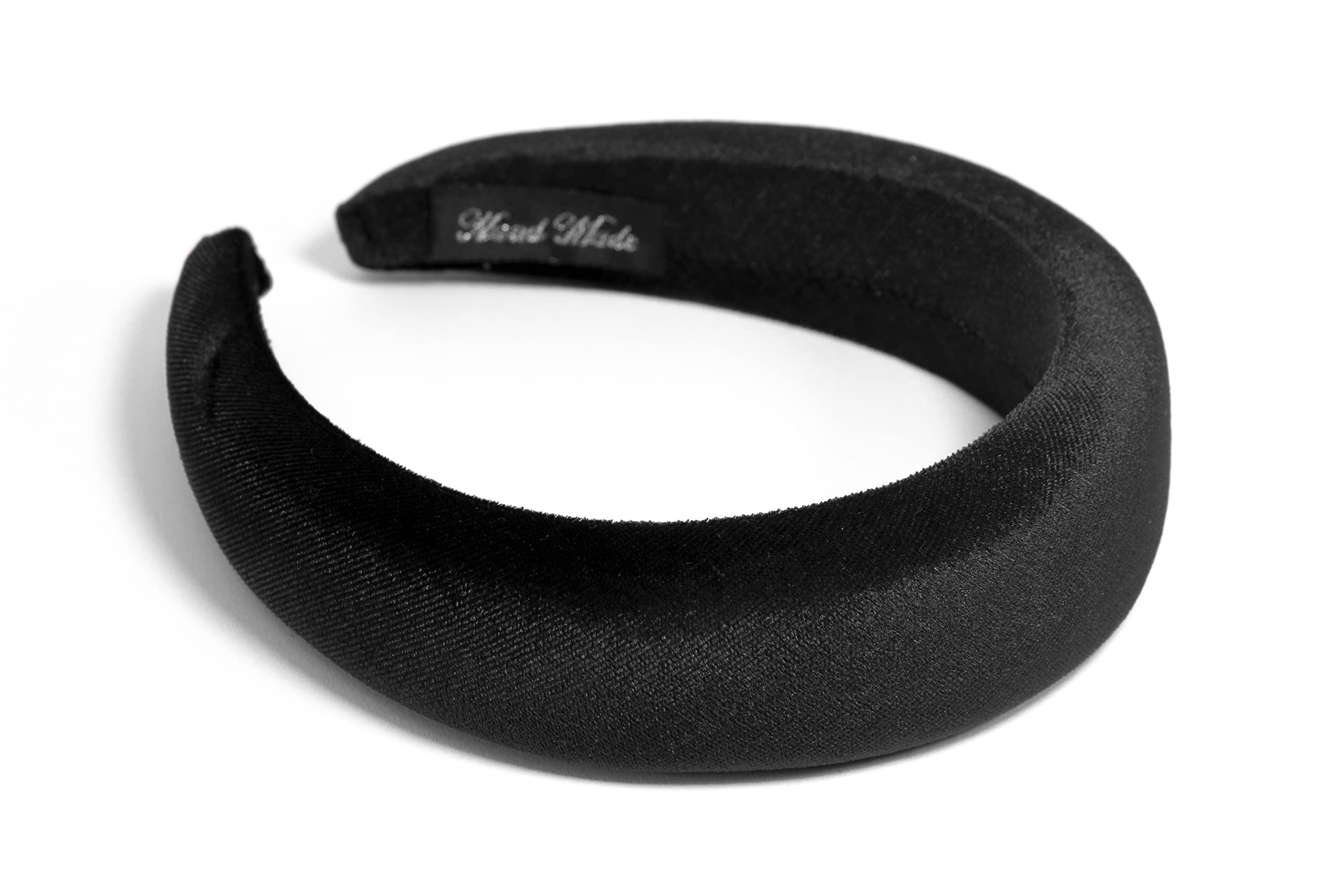 Habac Studio HABAC STUDIO- Headbands for Women Hair Accessories for Women Hair bands for Girls Headbands Velvet Padded 4.2cm Wide. (Black)