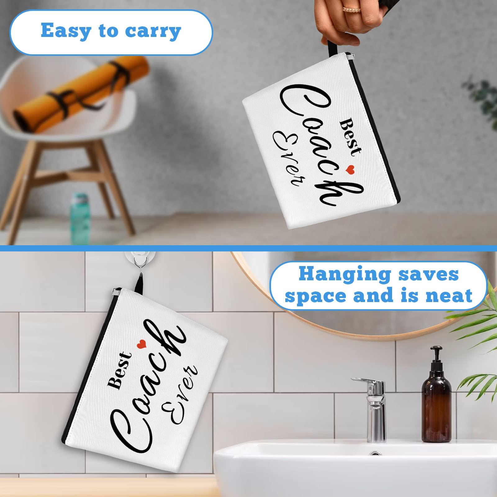 Mikela Coach Gifts Coach Appreciation Gift Makeup Bag Coach Thank You Gifts Cosmetic Bag for Women Birthday Thanksgiving Christmas Gift for Coach Teacher Soccer Cheer Volleyball Swim Dive Coach Travel Pouch