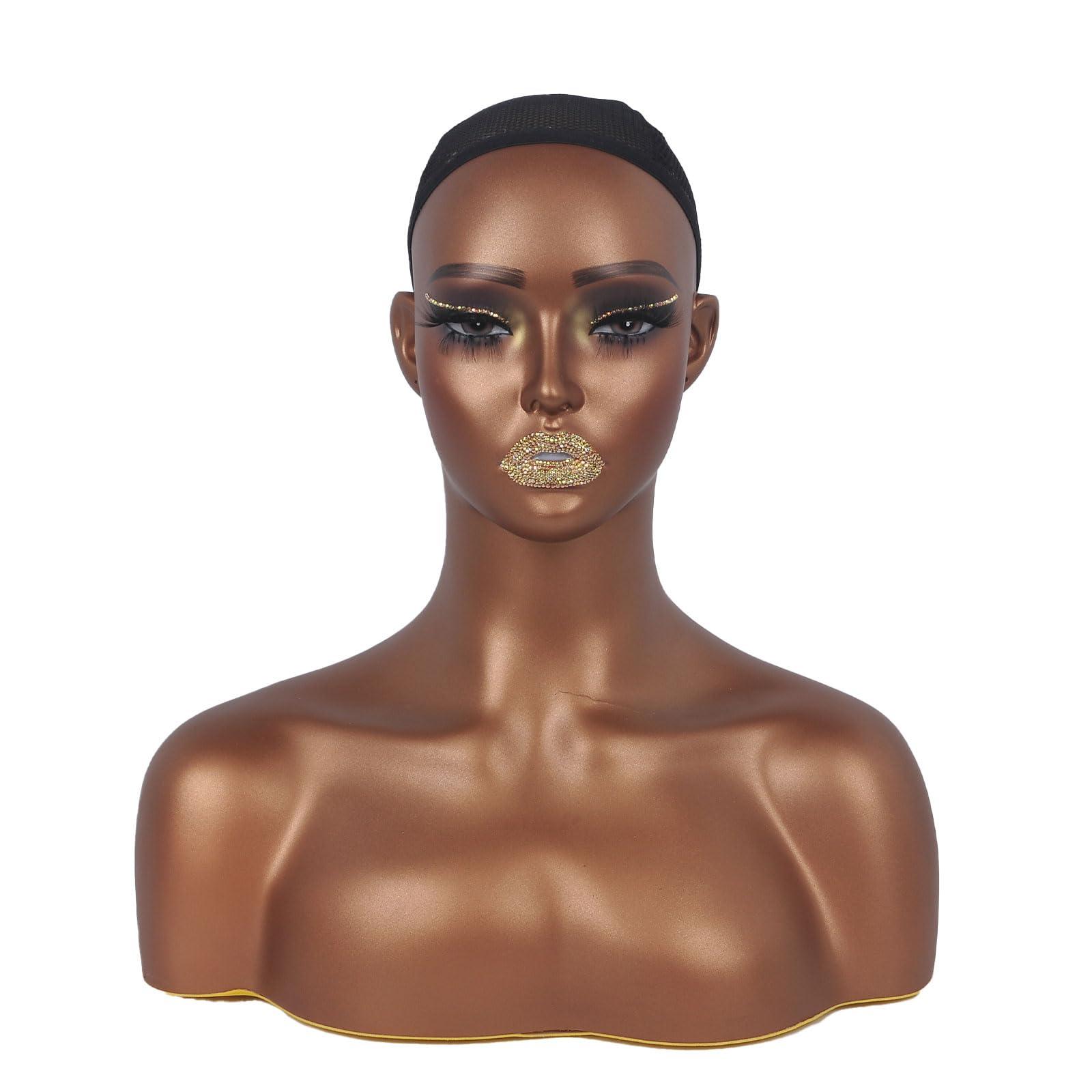 JINGFA JINGFA Mannequins Realistic Female Mannequin Head with Shoulder Display Manikin Head Bust for Wigs,Makeup,Beauty Accessories