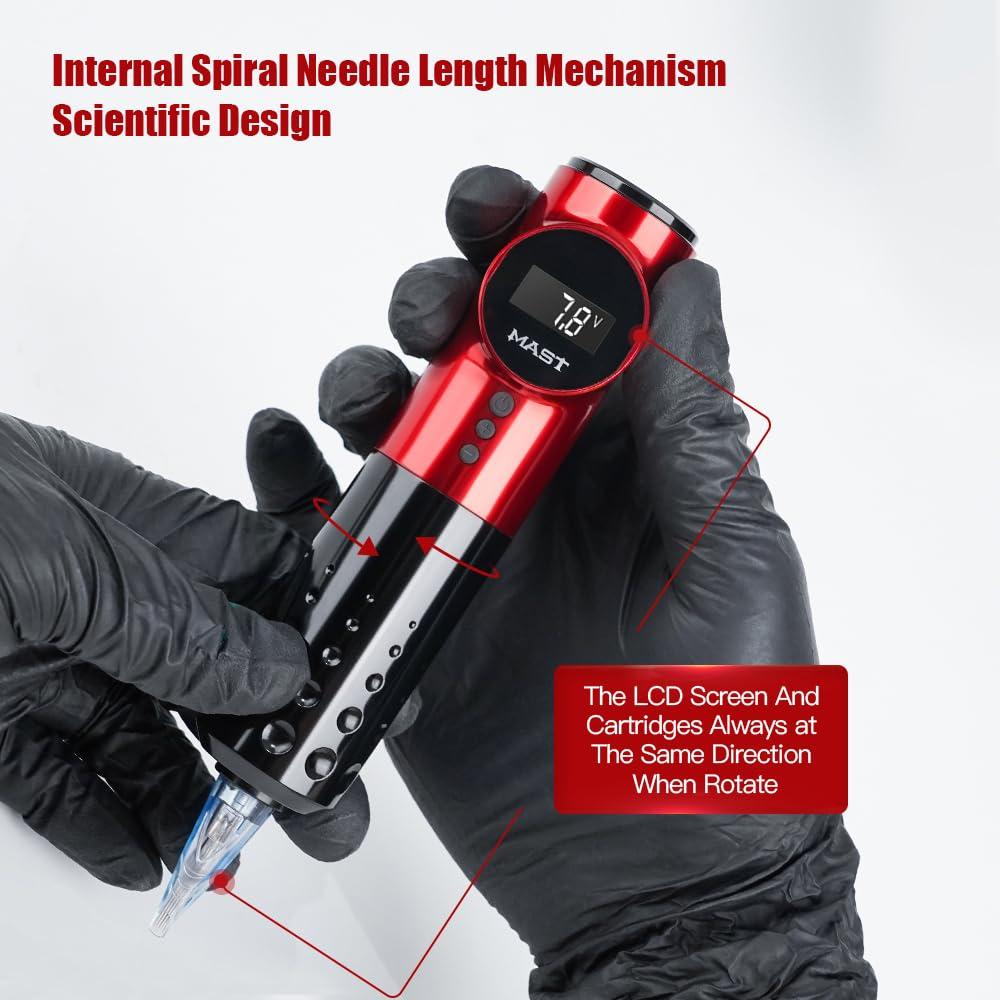 MAST TATTOO Mast Archer Tattoo Kit Wireless Rotary Tattoo Gun Pen Machine Kit Complete Tattoo Kit with Silicone Shoes Gift for Tattoo Studio Art