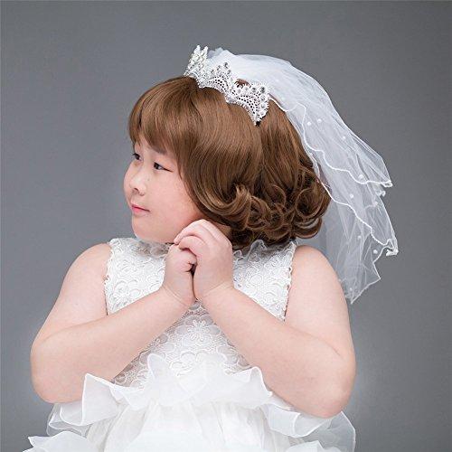 Aimeely Aimeely Lovely Short Wedding Veil for Girls Pearl Flower Girl Headpiece with Comb White