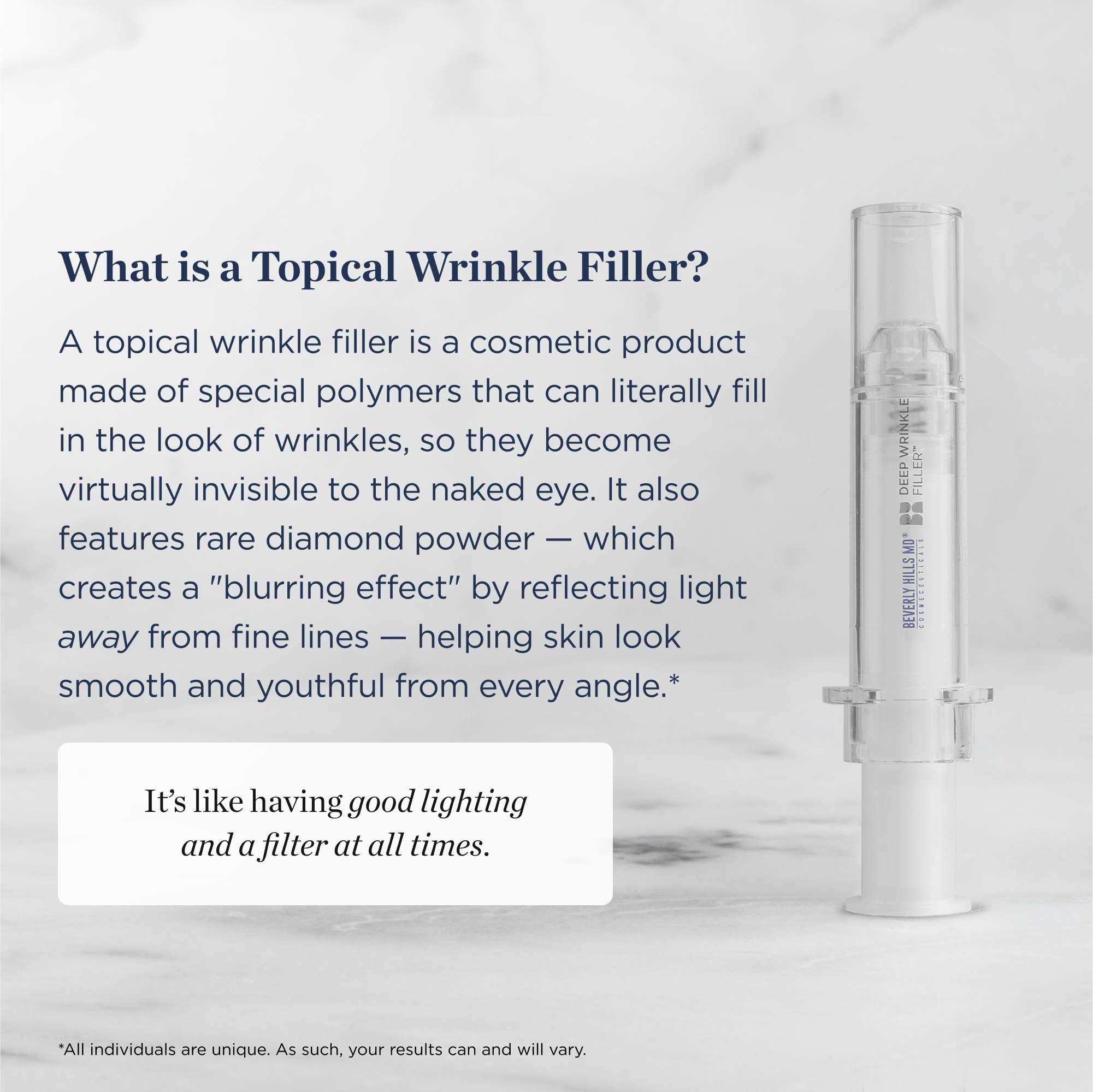 Beverly Hills MD Beverly Hills MD Deep Wrinkle Filler- Decrease Appearance of Deep Wrinkles on Contact, Anti-Aging Serum for Smooth, Lifted Complexion- Helps Correct Fine Lines & Creases w/Diamond Dust & Polymers