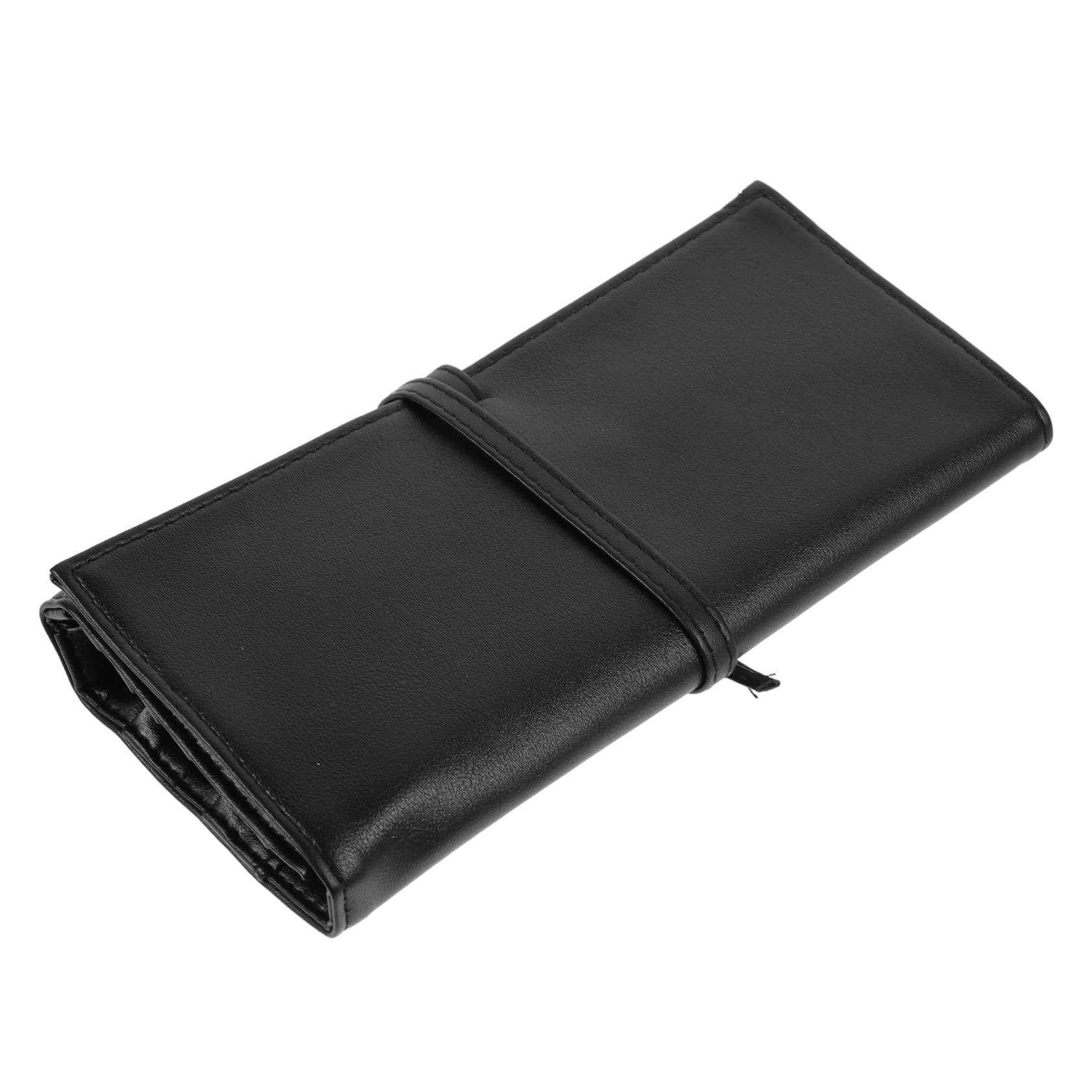 FOMIYES FOMIYES Roll up Make up Brush Case 18-piece Pu Leather Black Travel Makeup Brush Holder
