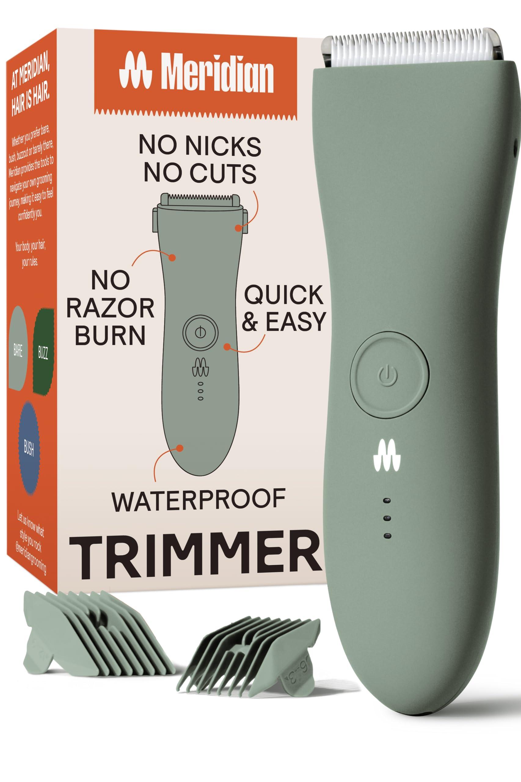MERIDIAN MERIDIAN Body Hair Trimmer for Men Balls, Bikini Trimmer and Hard Case - Sage