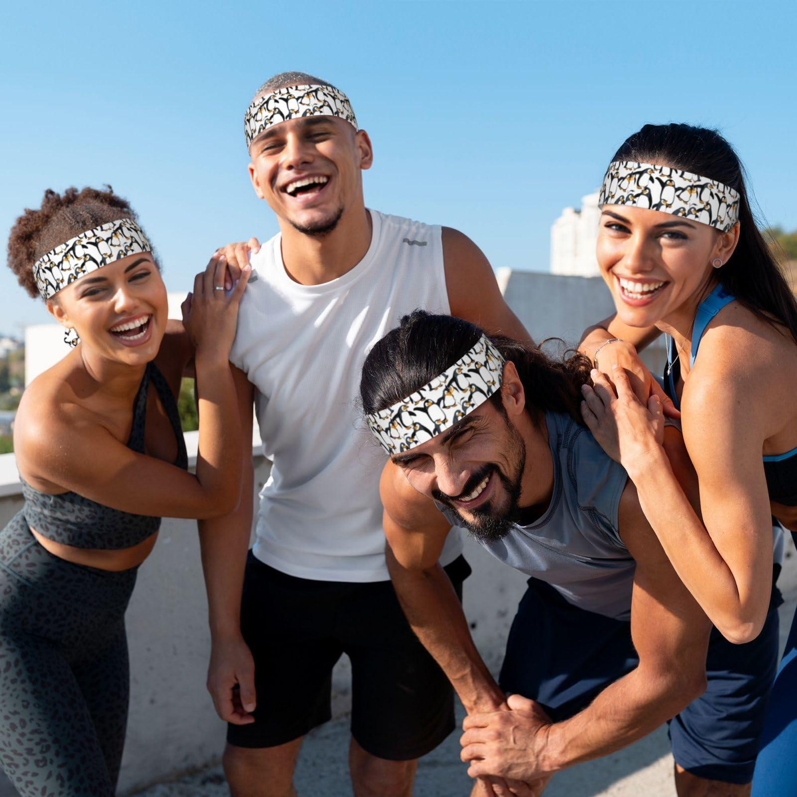 WZYWHJ WZYWHJ penguin dabbing Pattern Headbands,Sports Head Tie,Headband for Men and Women,Hair Band for Running Workout Football