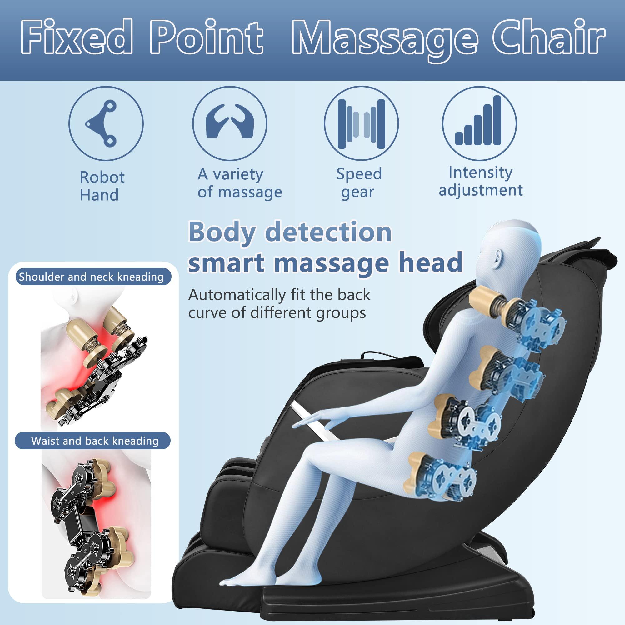 BestMassage Massage Chair Zero Gravity Full Body Electric Shiatsu Massage Chair Recliner with Foot Rollers Built-in Heat Therapy Air Massage System Stretch Vibrating for Home Office(Black)
