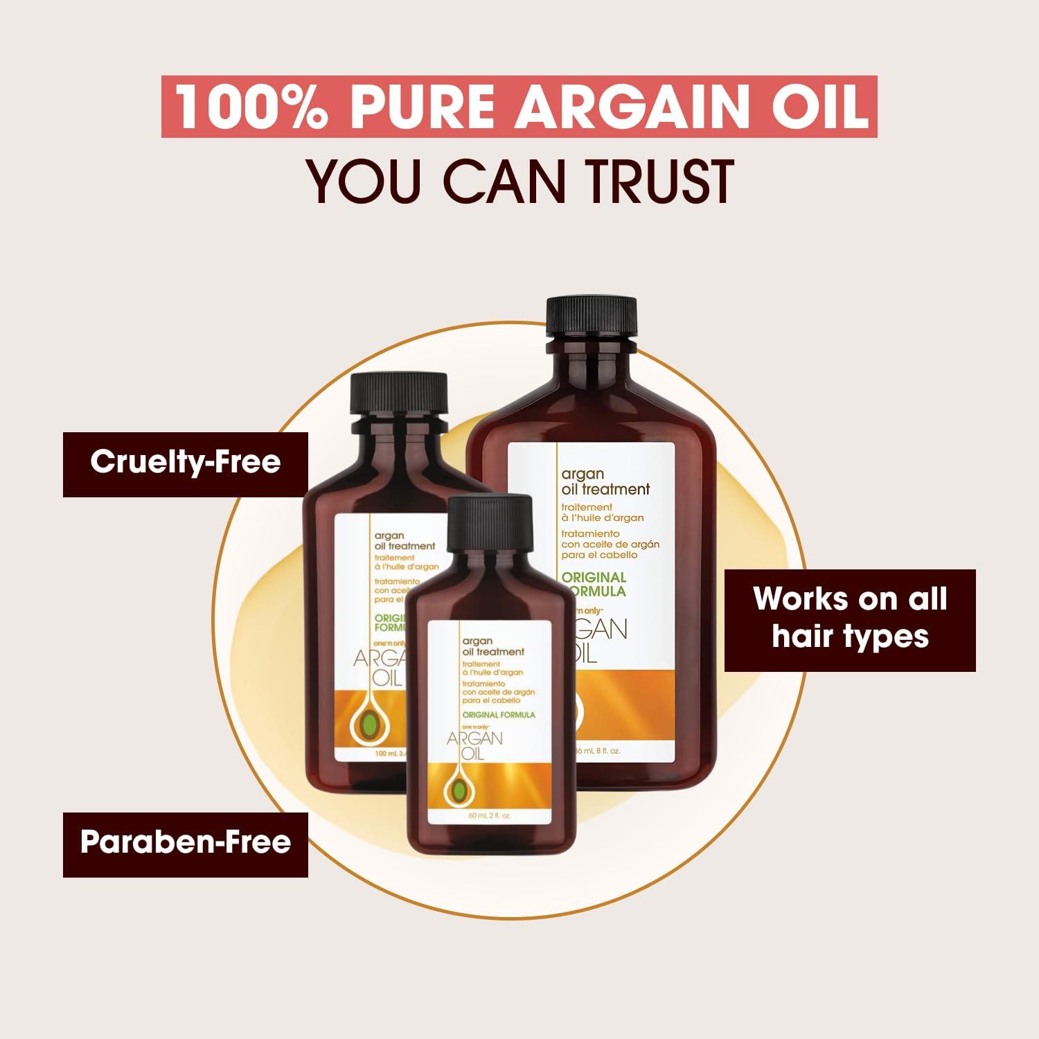 one 'n only one \'n only Argan Oil Hair Treatment - Hair Oil Smoothes and Strengthens Dry Damaged Hair, Eliminates Frizz, Creates Brilliant Shines, Non-Greasy Formula, 3.4 Fl. Oz