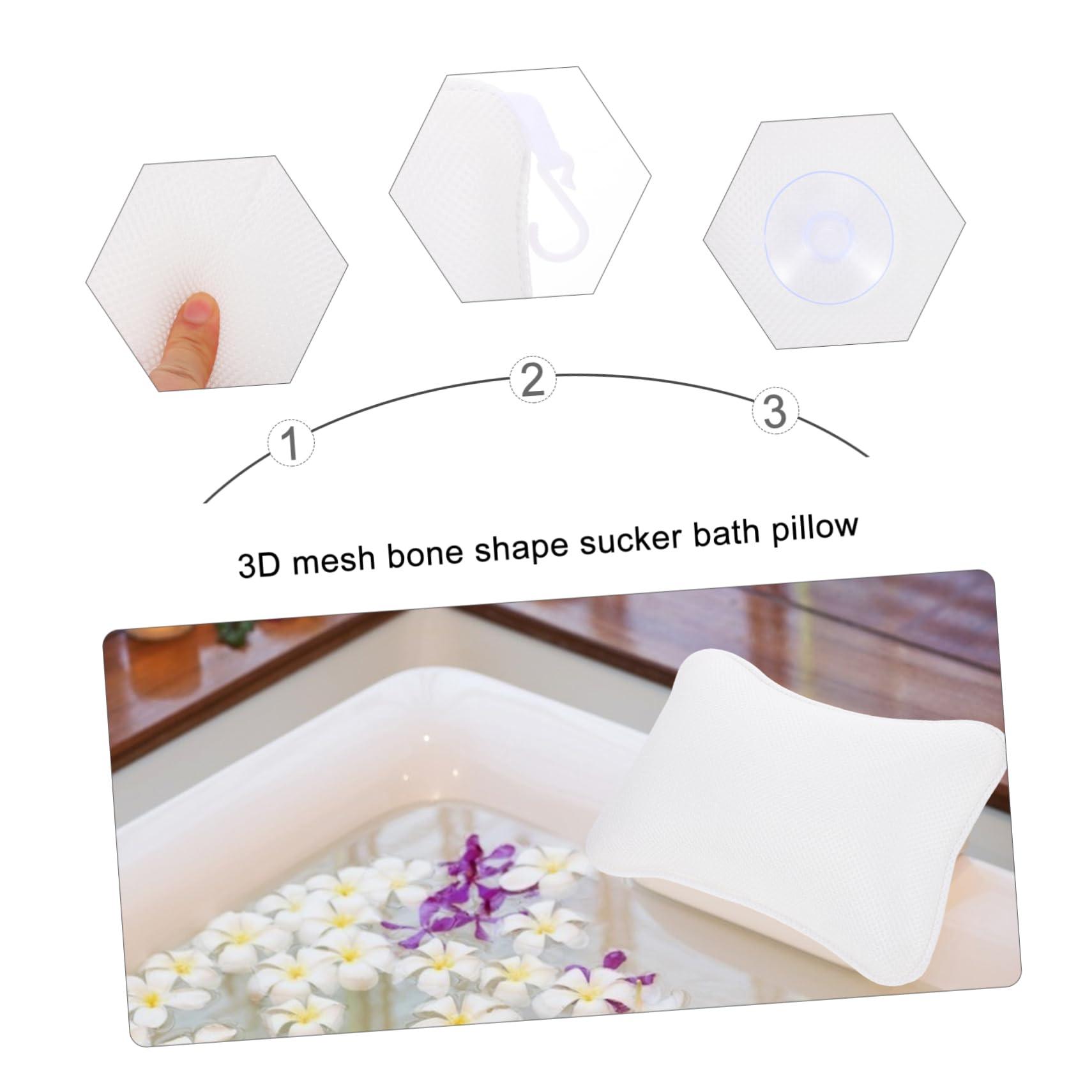 Housoutil Housoutil 3 Pcs Bathtub Suction Cup Headrest Bath Cushion Bath Accessories Inflatable Pool Portable Bath Pillows for Tub Bath Pillow for Bathtub Support Neck Mattress White Polyester Mesh