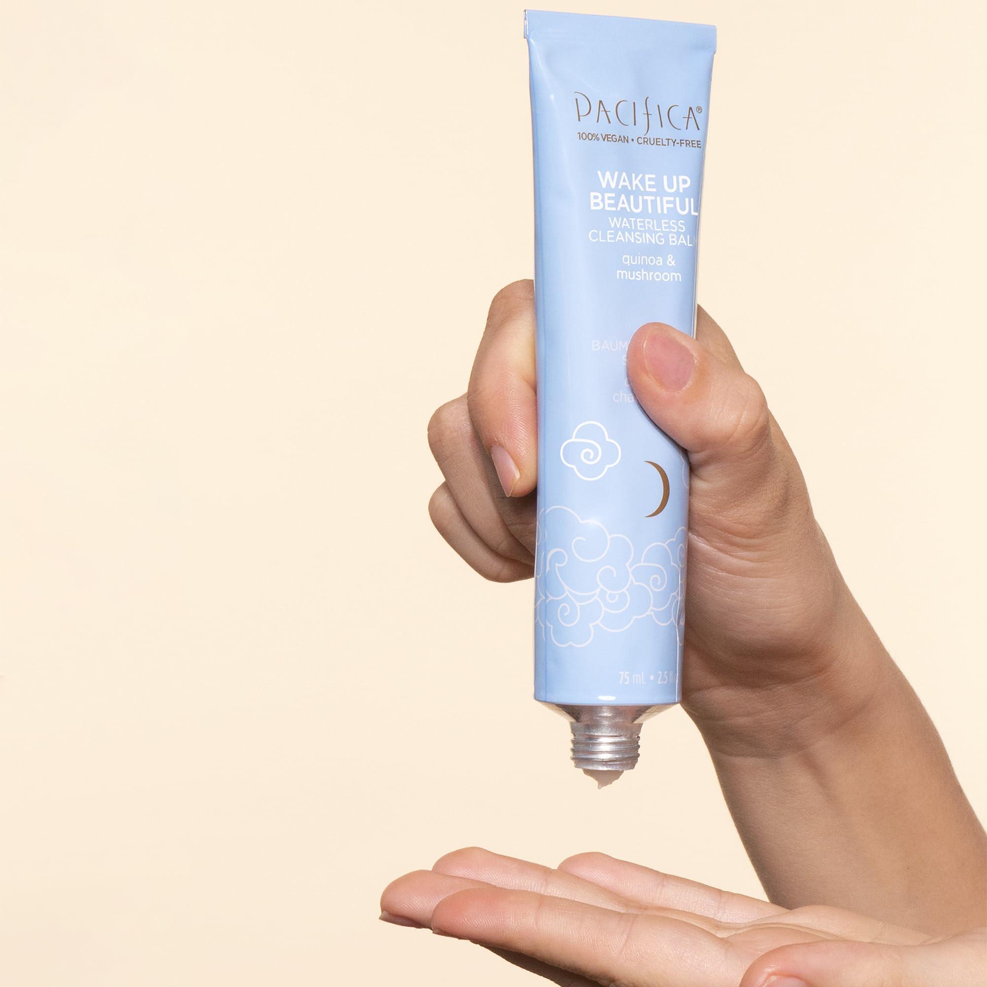 Pacifica Pacifica Wake Up Beautiful Cleansing Balm & Makeup Remover - 2-in-1 Waterless Face Cleanser for Dry & Sensitive Skin, Hydrating No-Rinse Balm Dissolves Stubborn Makeup, 2.5oz