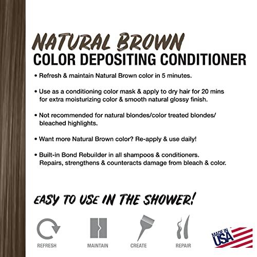 NO FADE FRESH NO FADE FRESH Bond Rebuilding Semi-Permanent Direct Dye High Color Depositing Shampoo and Conditioner Set - Enhances and Maintains Brown Color in Hair - Plant-Based, Prevents Fading - 8 Count