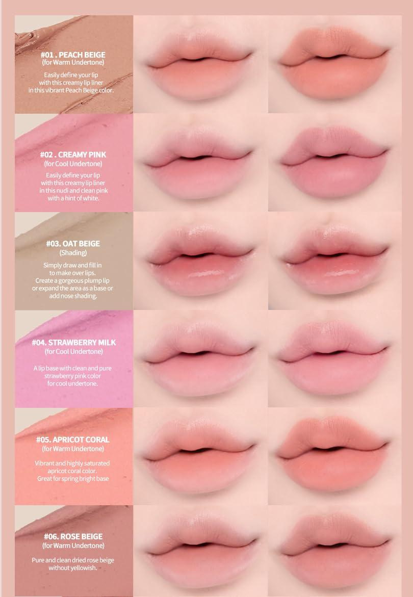 Heart Percent Heart Percent Dote On Mood Lip Pencil, Long-Lasting Creamy Lip Crayon Smooth Color Liner Retractable Lipstick Pencil 0.8g, 03. Oat Beige