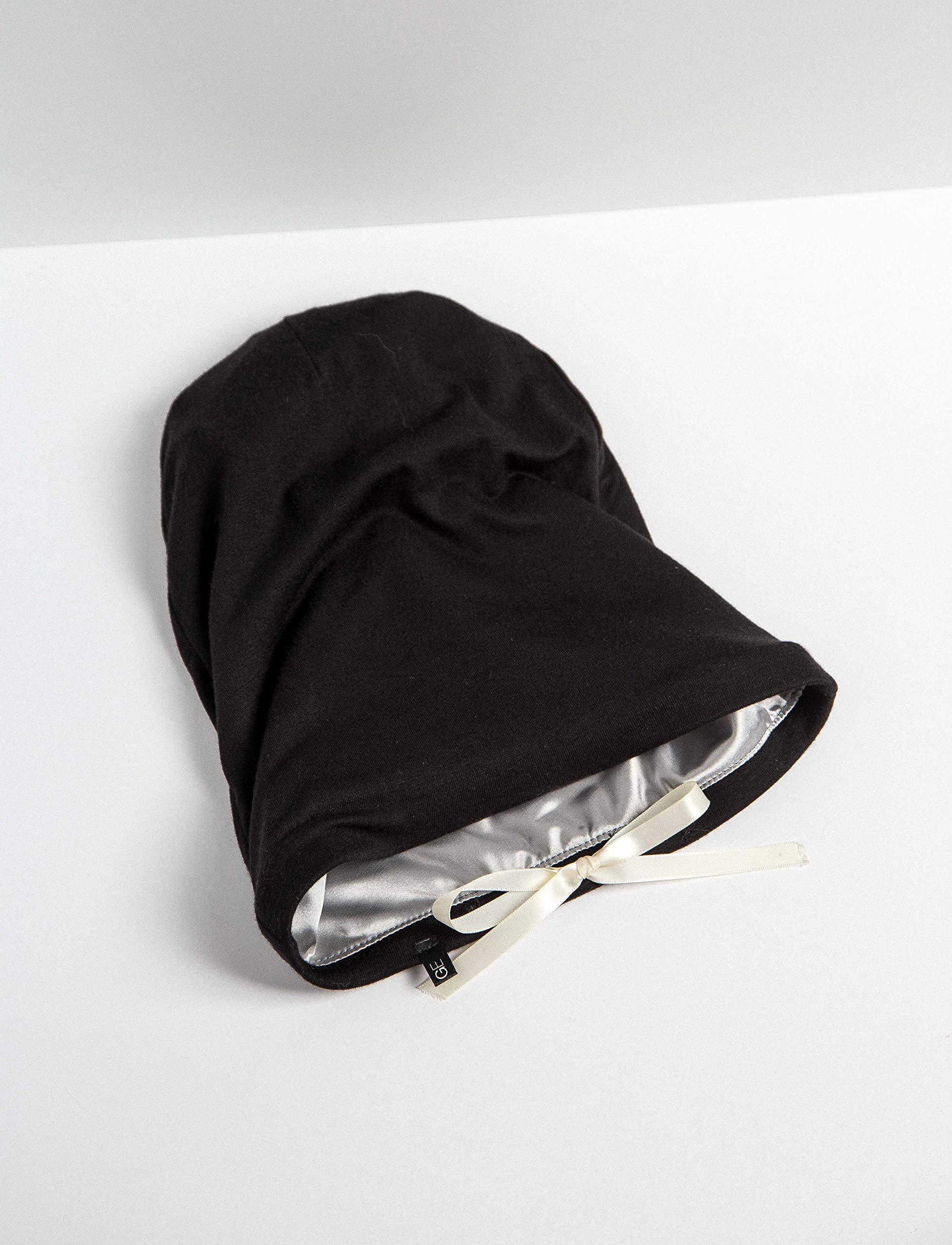 Grace Eleyae GE Grace Eleyae GE Women's Adjustable Satin Lined Sleep Cap Slap Hair Care Beanie Hat, Black