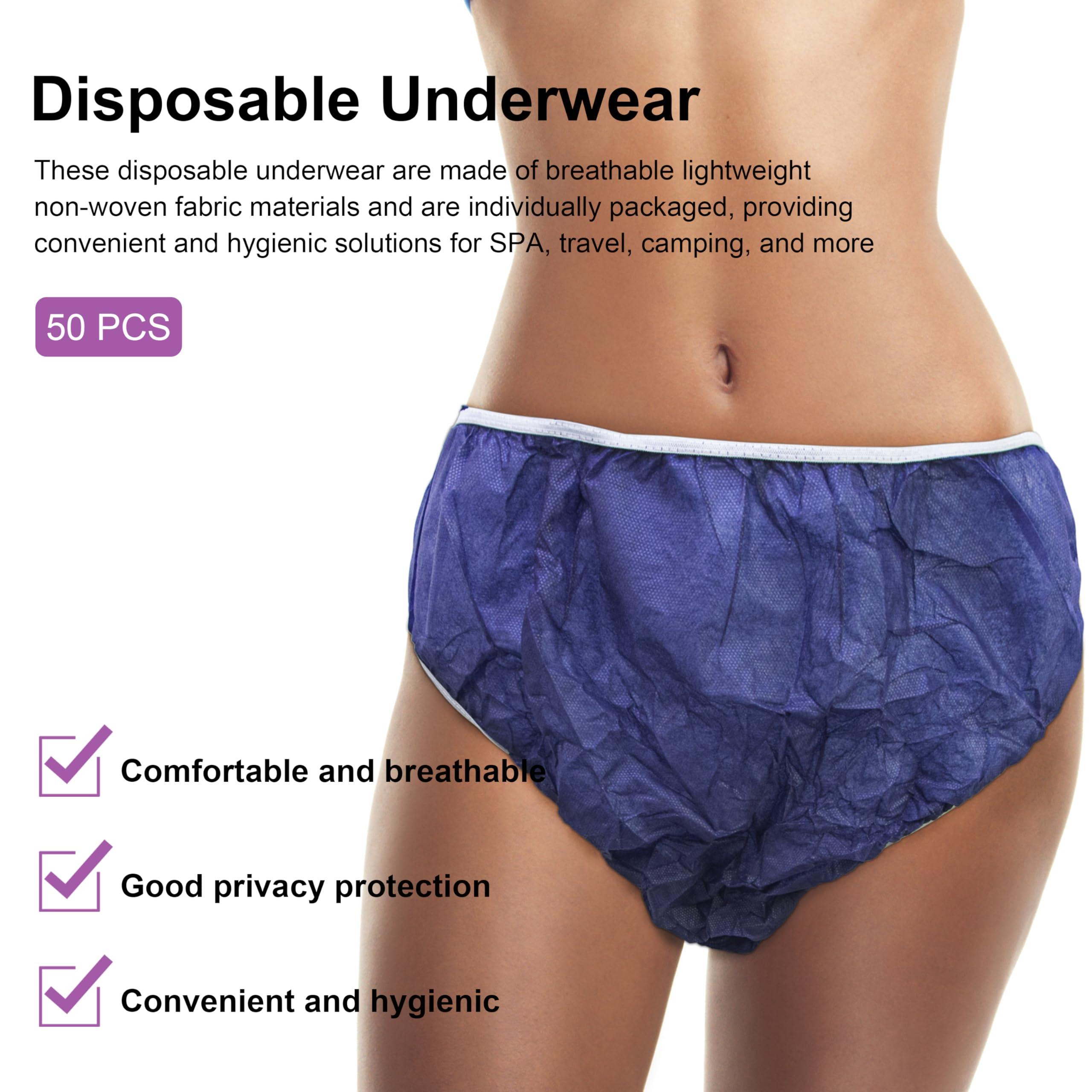 Elitzia Elitzia Disposable Underwear Underpants One Time Use Beauty Salon SPA Hotel Travel Convenient 50 Pcs Per Set ET004 (Navy Blue XL)