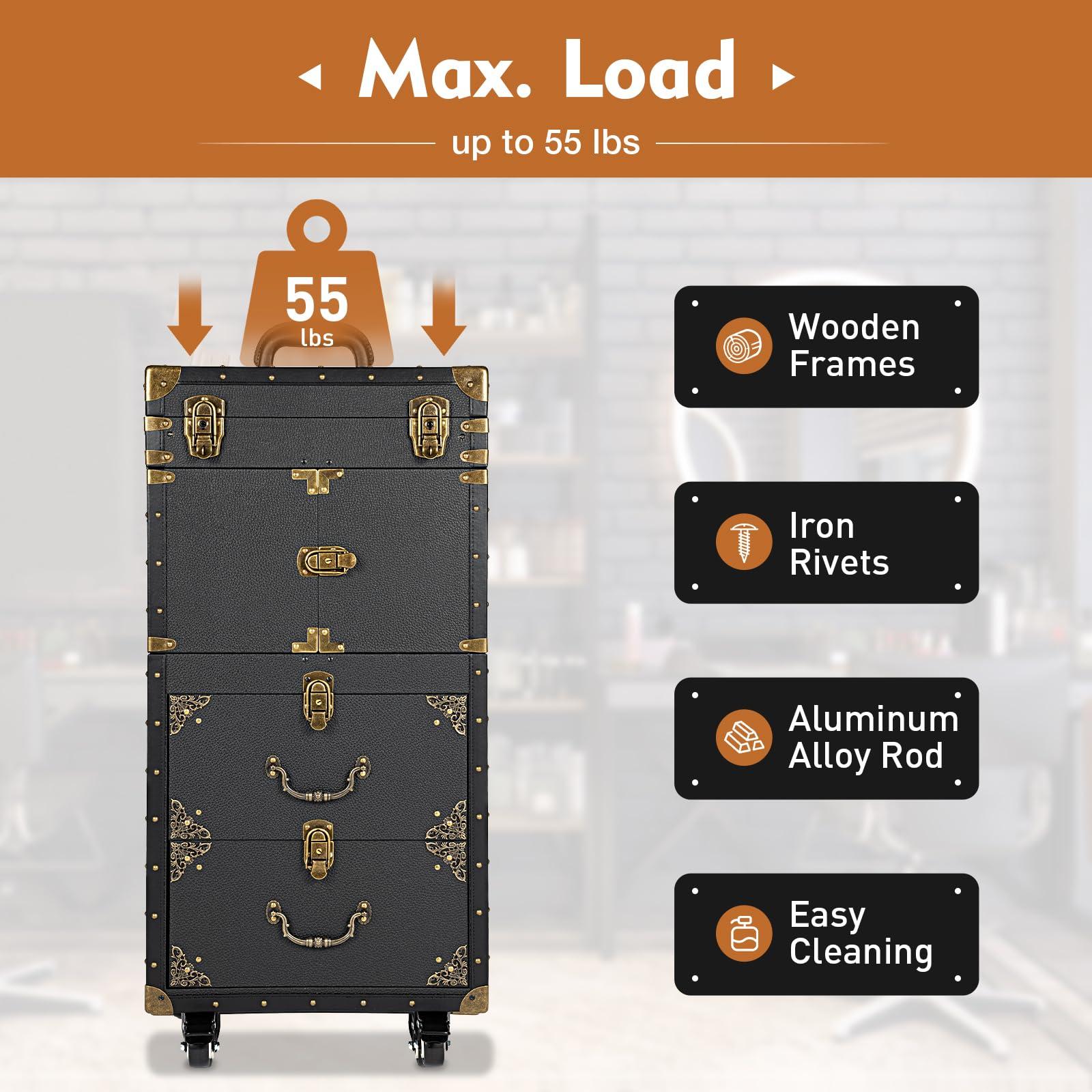 YIYIBYUS YIYIBYUS Rolling Makeup Case Trolley, Makeup Organizer Salon Trolley Rolling Cart Beauty Drawer Lockable Cabinet Cosmetic Organizer with 4 Wheels for Stylist Nail Technician Salon