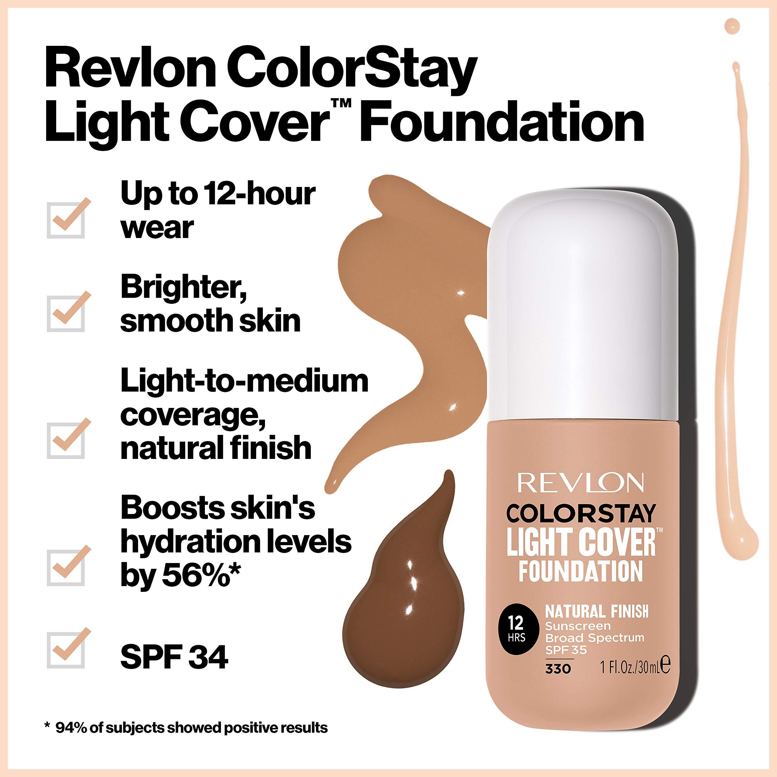 REVLON Revlon ColorStay Light Cover Liquid Foundation, Hydrating Longwear Weightless Makeup with SPF 35, Light-Medium Coverage for Blemish, Dark Spots & Uneven Skin Texture, 220 Natural Beige, 1 fl. oz.