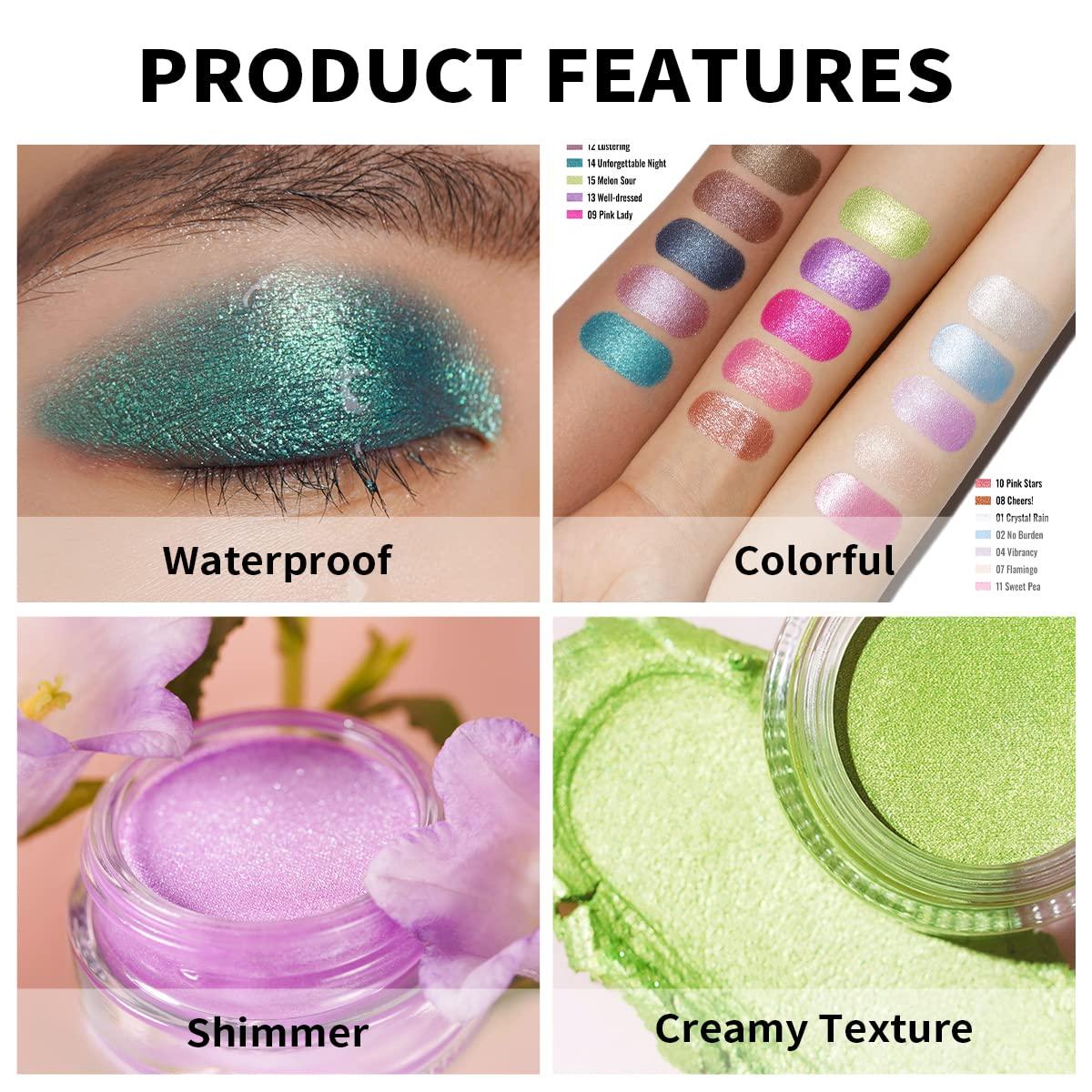 Oulac Oulac Teal Eyeshadow Green Glitter Eyeshadow Highly Pigmented Eye Shadow Waterproof & Long Lasting for Women with Moisturizing Formula. Multi-use for Highlighter. 6g (14)