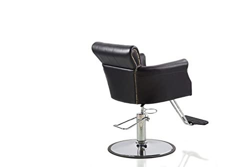 NinthAvenue Basics Salonsunny Black Round Base Hydraulic Pump Salon Styling Chair Heavy Duty Salon Chair All Purpose Multi-Function Professional Cutting Chairs