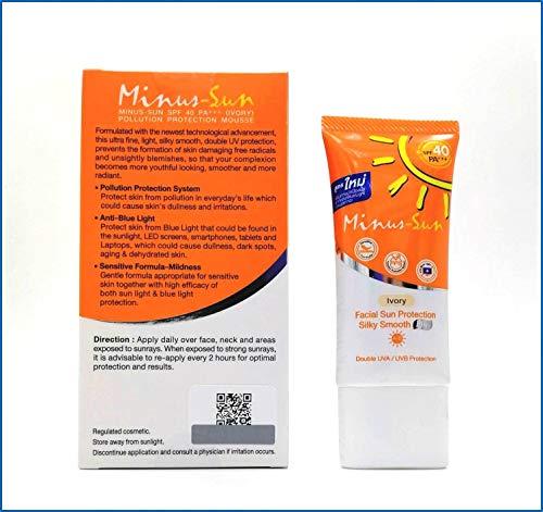 Minus (Sol) Sun SPF40 PA+++ Ivory Minus (Sol) Sun SPF40 PA+++ Ivory (New Formula x 1 Ounces) Facial Sun Protection Silky Smooth Plus with Broad Spectrum UVA1 UVA2 and UVB Protection