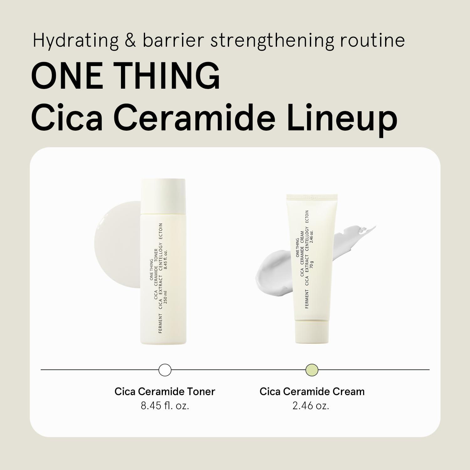 ONE THING ONE THING Cica Ceramide Cream 2.47 Oz | Centella Asiatica Soothing Calming Hydrating Facial Moisturizer for All, Dry Combination Sensitive Skin, Barrier Repair Strengthening | Vegan Korean Skincare