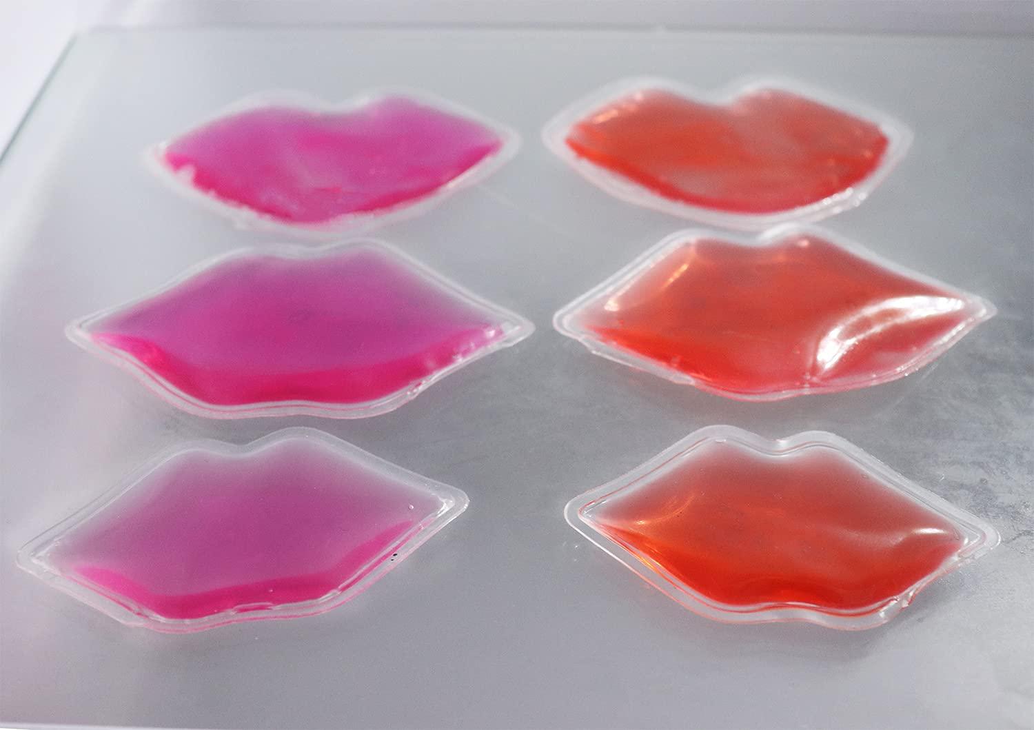 HI FINE CARE Lip Ice Pack for Cosmetic (10 Pack) Small Ice Pack for Lip Filler, Mini Ice Pack Cold Use for Lip Keep Lipstick from Fading, Heat Use for Makeup Remover, Gift for Girl Woman (5 Pink + 5 red)