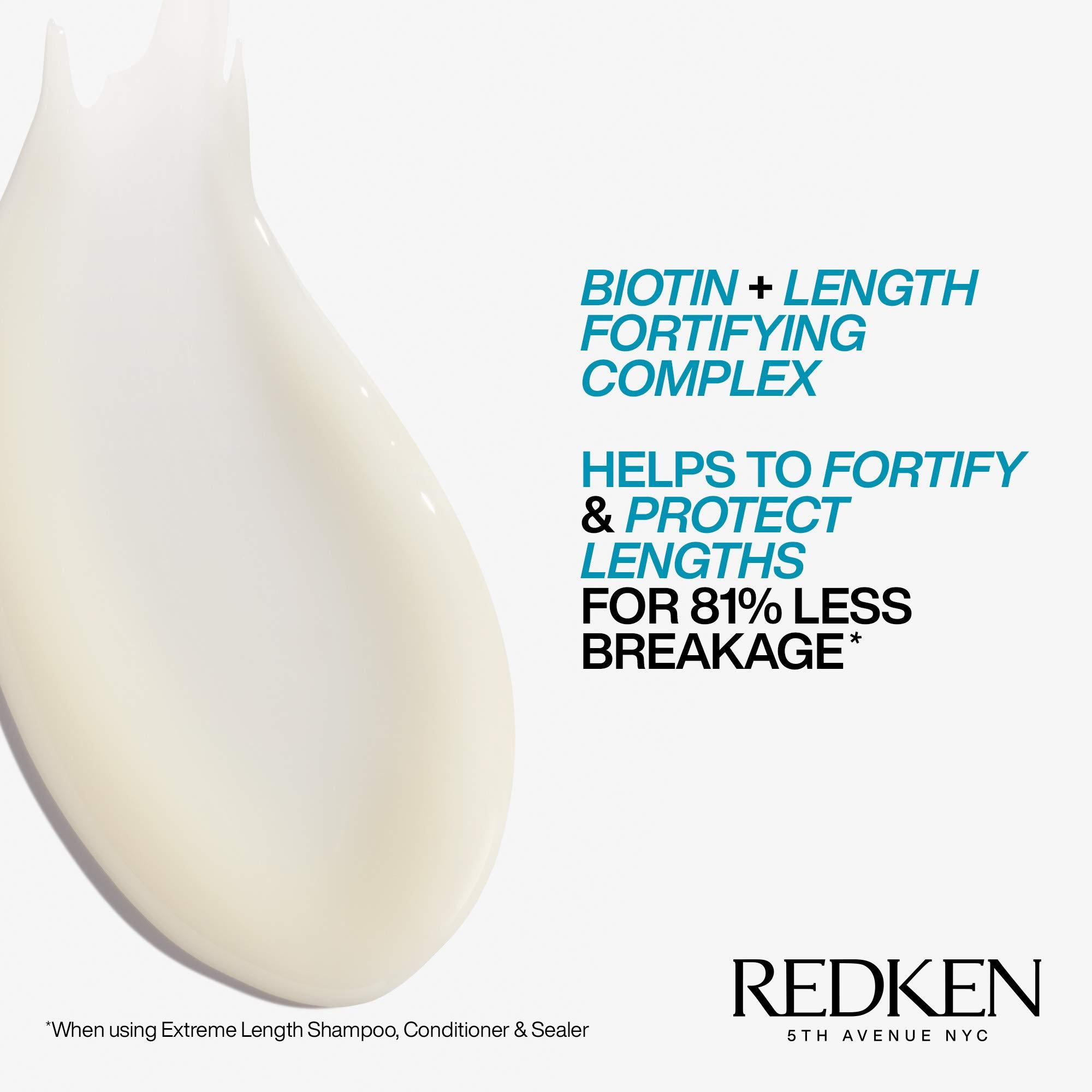 REDKEN REDKEN Extreme Length Shampoo, Conditioner and Leave-In Conditioner Set For Damaged and All Hair Types - Prevents Breakage and Strengthens Hair, Infused With Biotin For Hair Growth