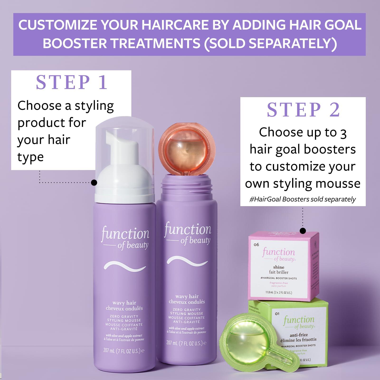 FUNCTION OF BEAUTY FUNCTION OF BEAUTY Zero Gravity Styling Mousse, 7 oz Each (2-Pack) - Adds Volume, Defines Natural Waves While Providing a Flexible Hold Without Feeling Stiff or Crunchy