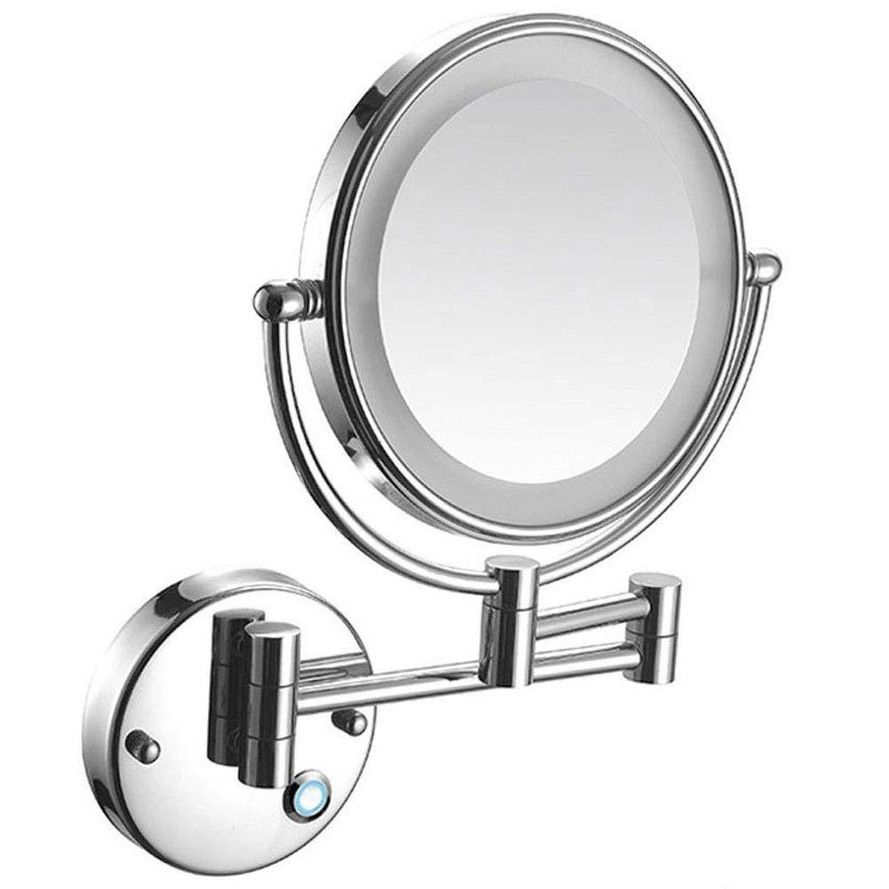 IJPDXOLBQ IJPDXOLBQ Wall Mount Led Lighted Makeup Mirror 5X Magnifying Touch Screen Shaving Mirror Double-Sided Round Bathroom Vanity Mirror Swivel Extendable Cosmetic Mirror,Concealed Install