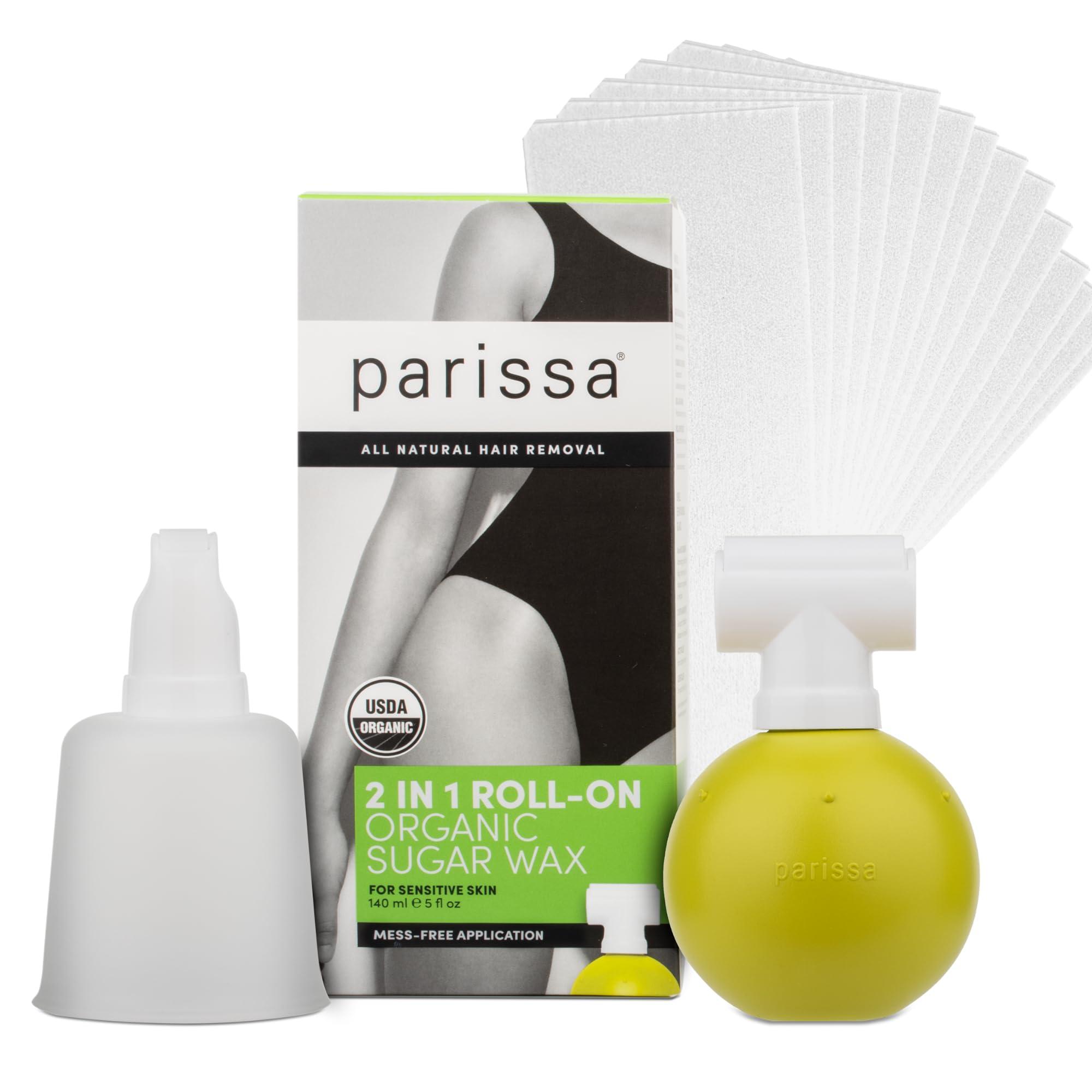 Parissa Parissa Organic Roll-On Sugar Wax Kit for At-Home Waxing, 100% Natural, Sensitive Skin, Gentle & Washable Formula
