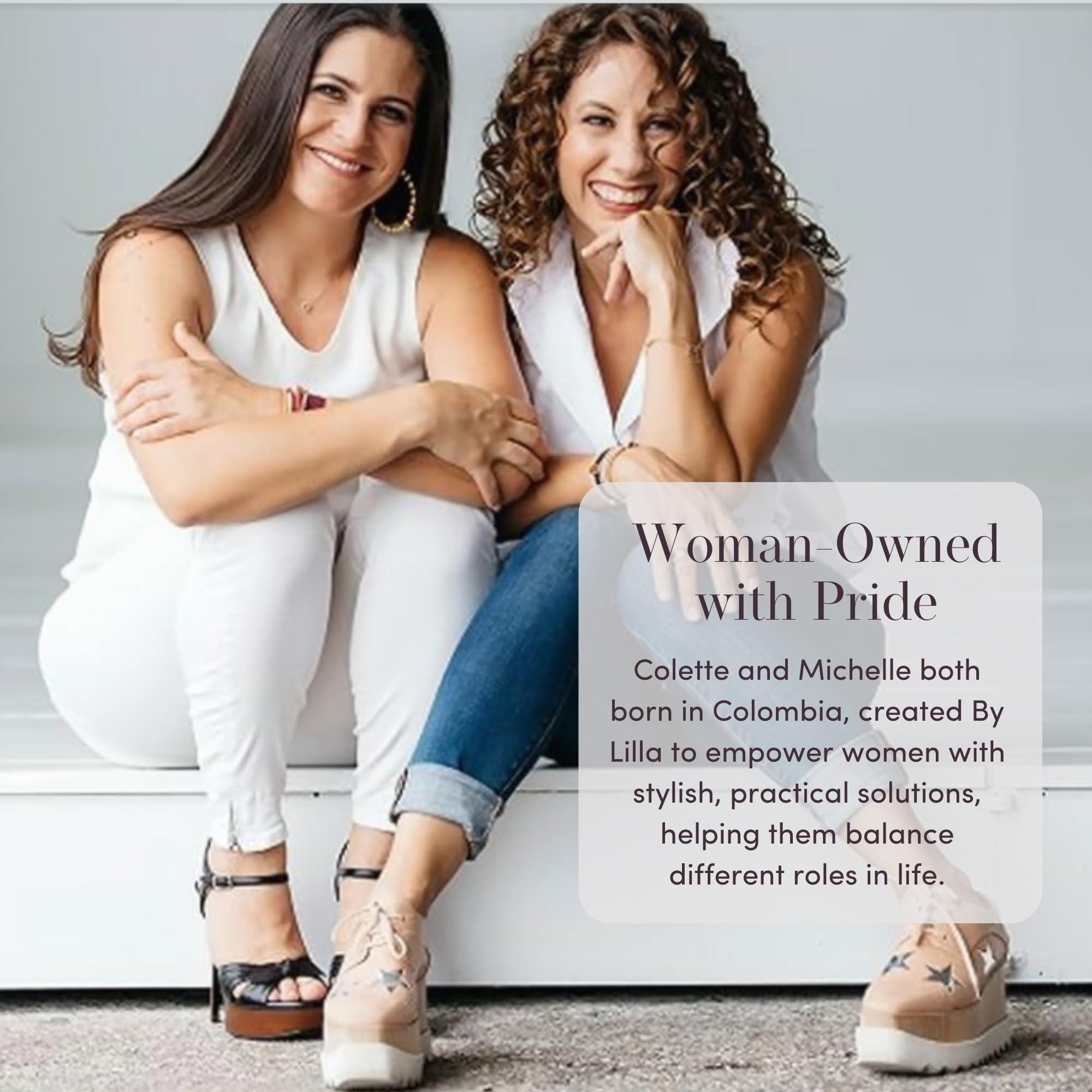 By Lilla By Lilla Hair Ties - Premium Hair Tie Bracelets for Women - Stylish Ponytail Holders for Curly, Straight, Thick, and Thin Hair - Pack of 2 (Barre - Gold/Black)