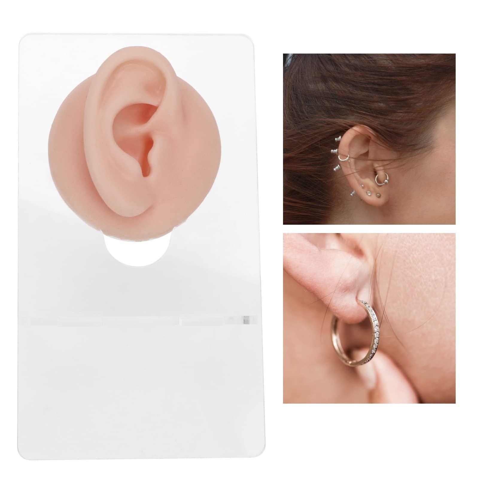 JTLB JTLB Body Piercing Kits, Silicone Piercing Body Model Soft Silicone Ear Mouth Nose Eye Tongue Navel Model with Display Rack for Piercing Practice (Medium Skin Color)