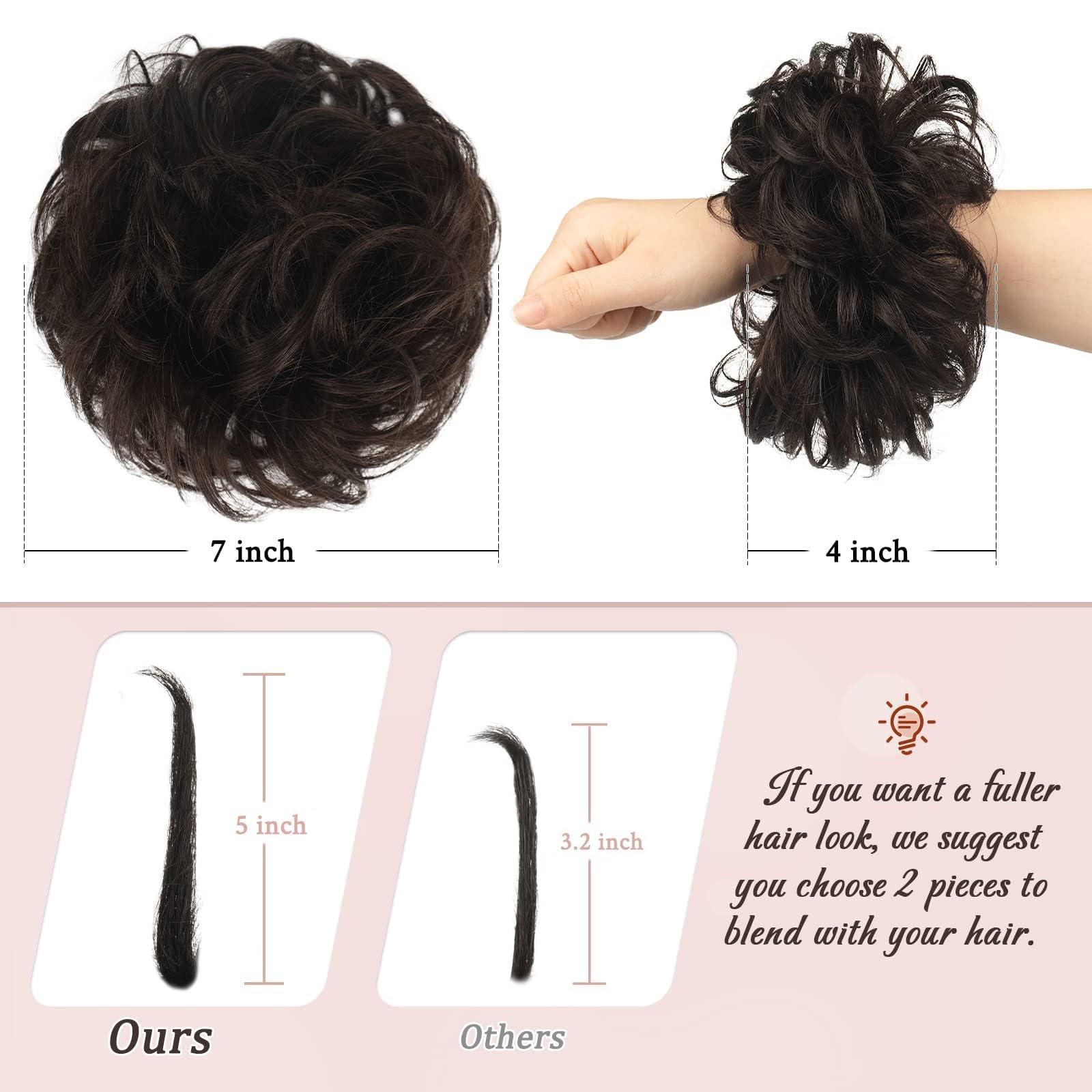 RUWISS RUWISS Messy Bun Hair Piece 100% Human Hair Messy Rose Bun Hair Buns Hair Piece for Women Real Hair Scrunchies Updo Hair Pieces Bun Extension Ponytail Messy Hair Bun (Darkest Brown)