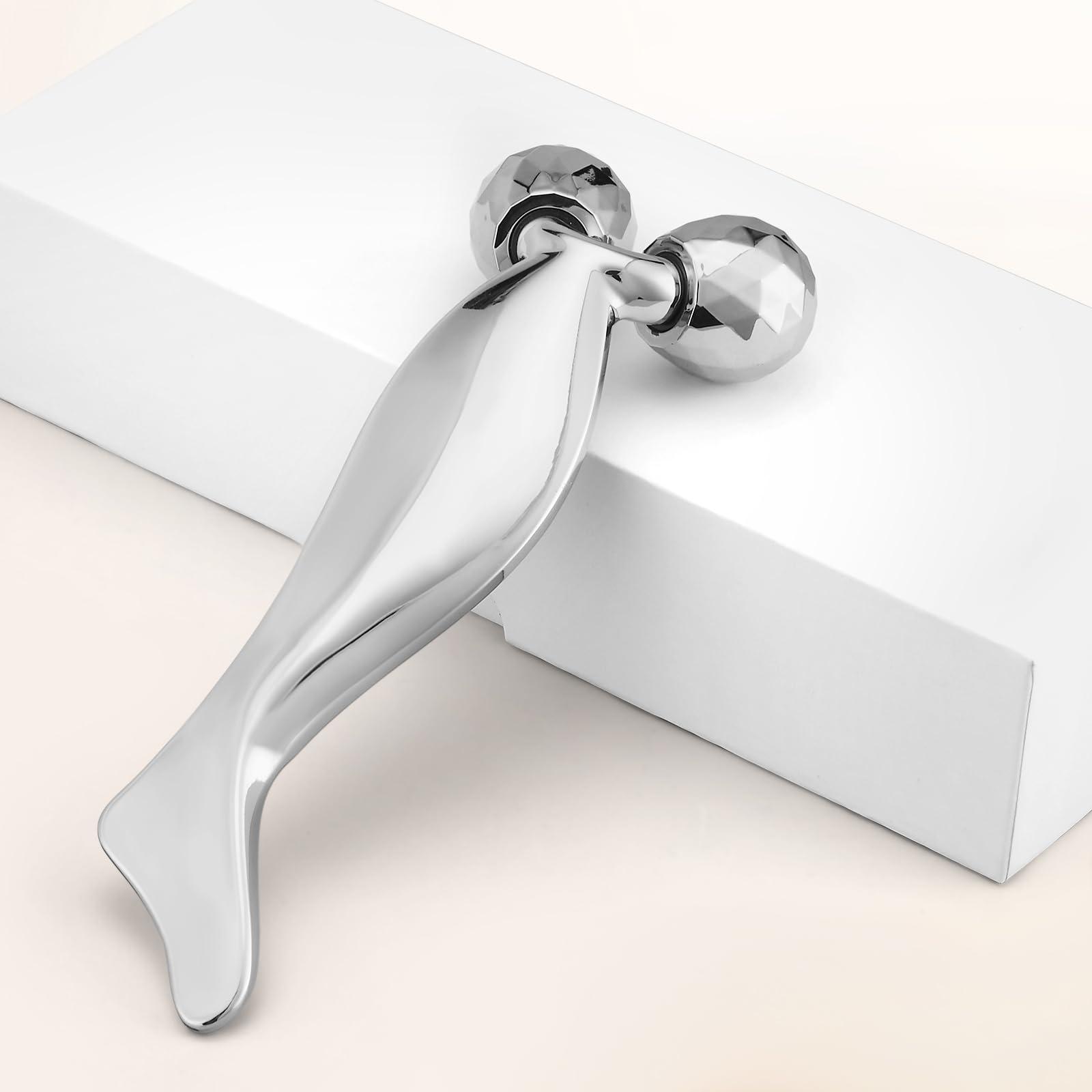 Running man 3D Metal Face Roller-Face Lift and V-Shaped, Face Massager-Anti-Aging and Relieves Facial Puffiness, Gua Sha Massage Tool for Face Neck Eye Body Skin Care