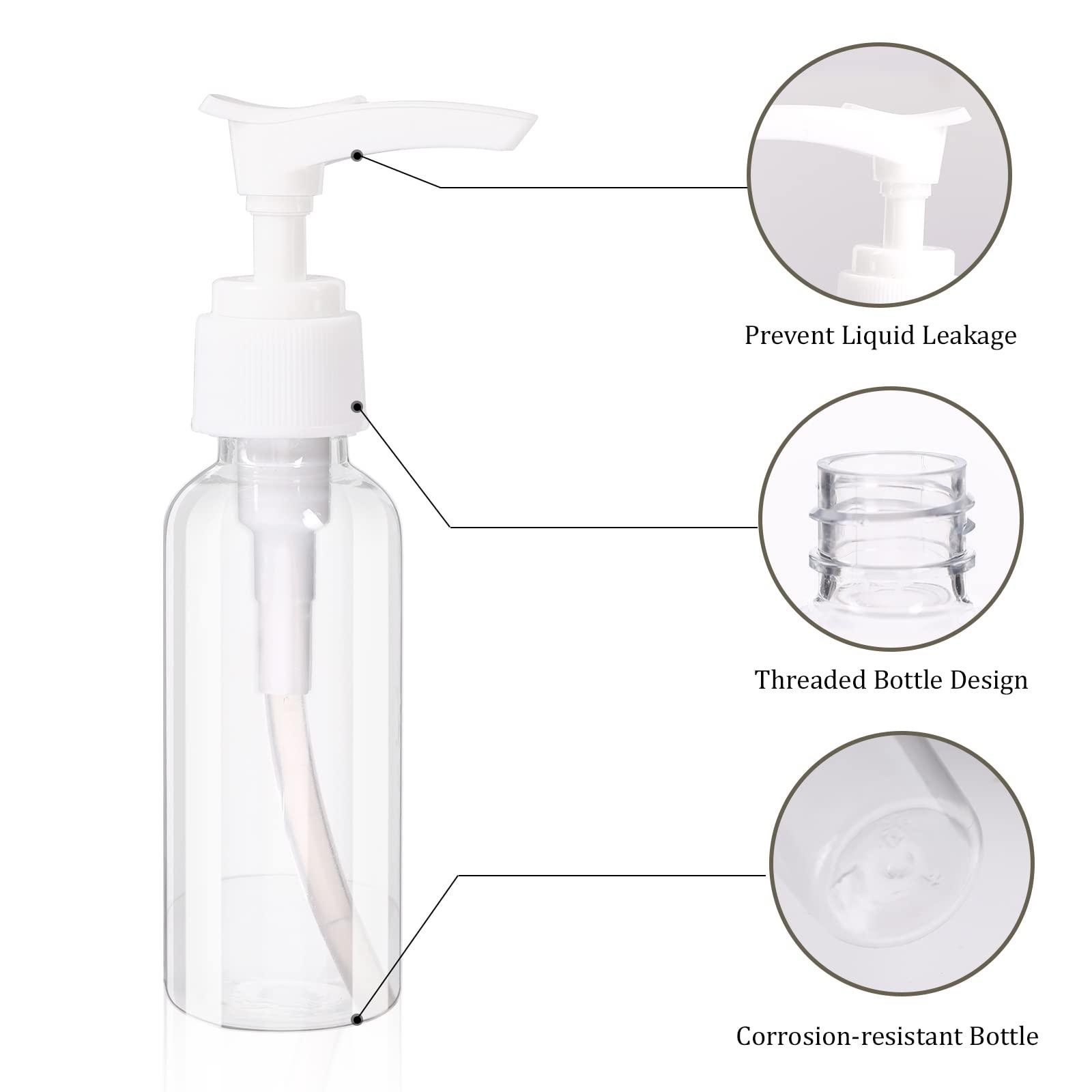 Sliverdew 4 Pack Transparent Travel Bottles Empty Plastic Pump Bottles Dispenser Clear Mini Hand Soap Dispenser Foamer Bottle Refillable Travel Pump Bottle for Lotion, Liquids, Toiletries, Shampoo 50ml 1.7oz