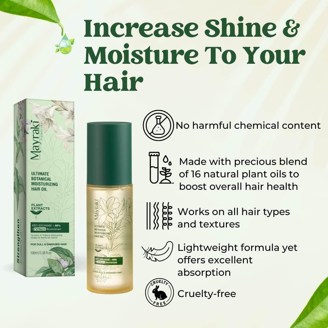 Mayraki Professional Mayraki Hair Growth Oil | Ultimate Moisturizing Hair Oil Treatment | Revitalizing Lightweight Hair Oil for Curly Frizzy Hair | Repair Damaged Hair and Dry Scalp | 100ml | 3.38 fl. oz.