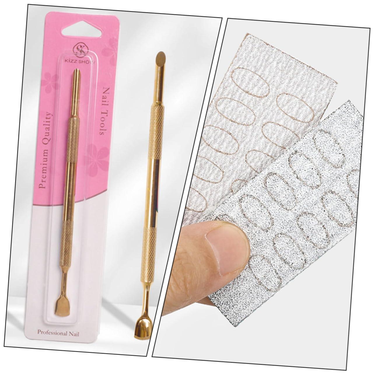 Healeved Healeved Stainless Steel Cuticle Pusher Dual Head Nail Tool with Nail Scraper for Salon Home and Travel