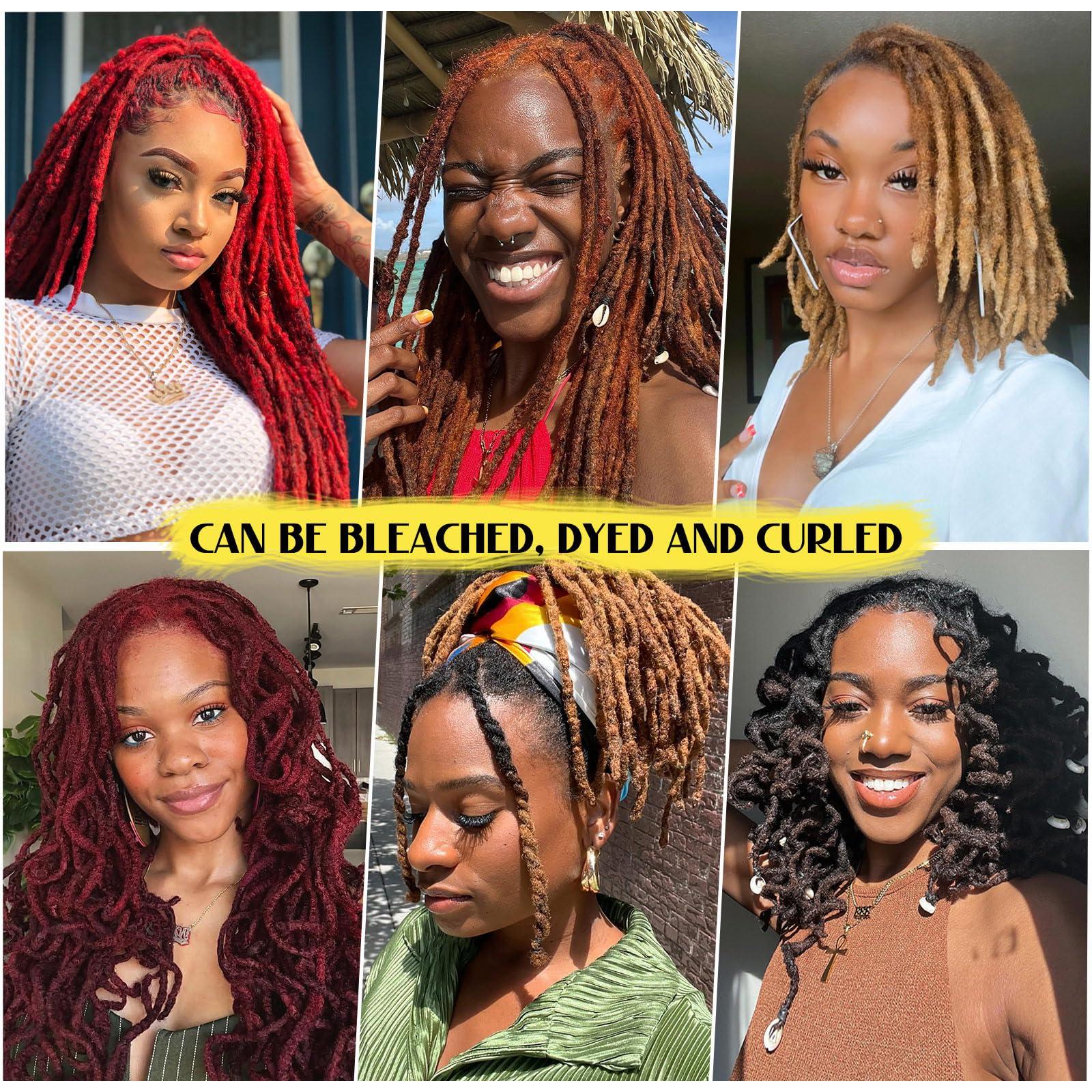 IIFLYDSFA IIFLYDSFA 0.4cm Thickness Real Human Hair Dreadlock Extensions 4 Inch 60 Strands Full Handmade Permanent Locs Extensions Human Hair Can Be Dyed and Bleached