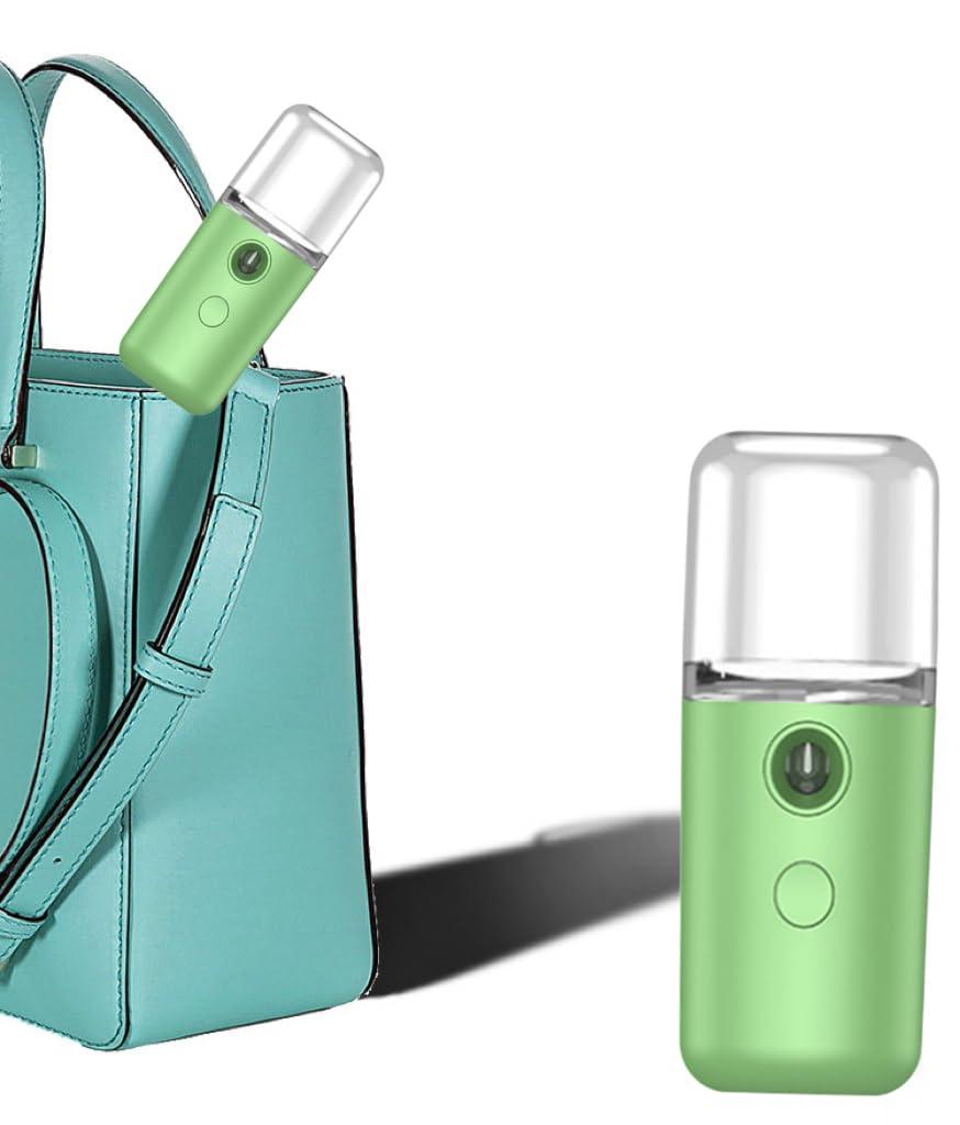 LeoJiang Mini Facial Steamer for Facial Deep Cleaning Portable Facial Steamer Facial Sprayer Handy Face Humidifier Mister Beauty Skin Care USB Rechargeable Facial Sprayer Machine 30ml Green