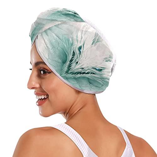 Poeticcity White Ice Dragon in White Stone Digital Painting Ripped Pattern 2 Packs Hair Towel Wrap, Absorbent Turban Bath Hair Towel Hat, Quick Drying Hair Towel with Button for Curly, Long, Thick Hair