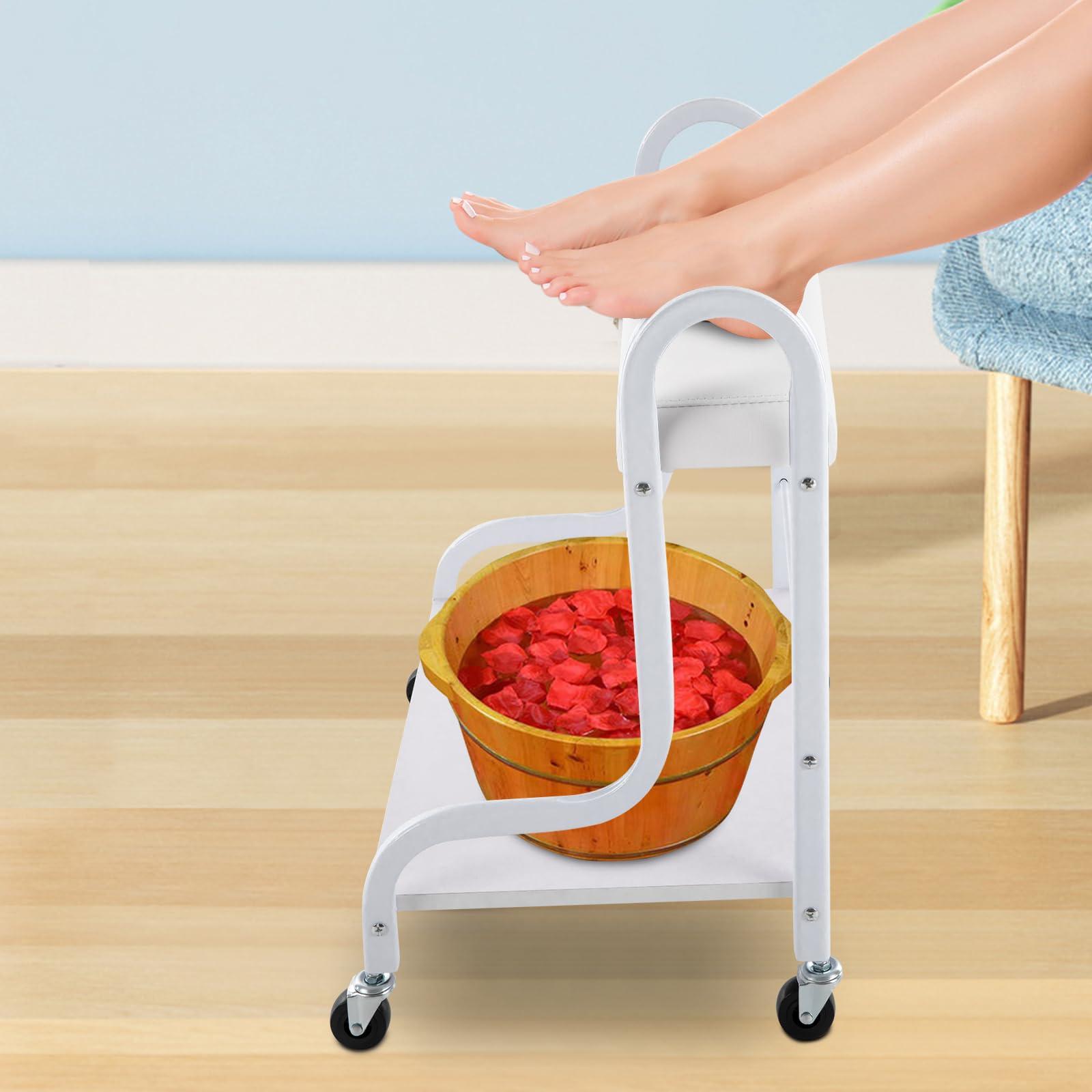 GXFCHYL GXFCHYL Pedicure Foot Rest Cart Pedicure Stool Beauty Salon Nail Or Foot Bath Spa Portable Esthetician Trolley Pedicure Manicure Footrest Portable Pedicure Station Pedicure Chair (White)