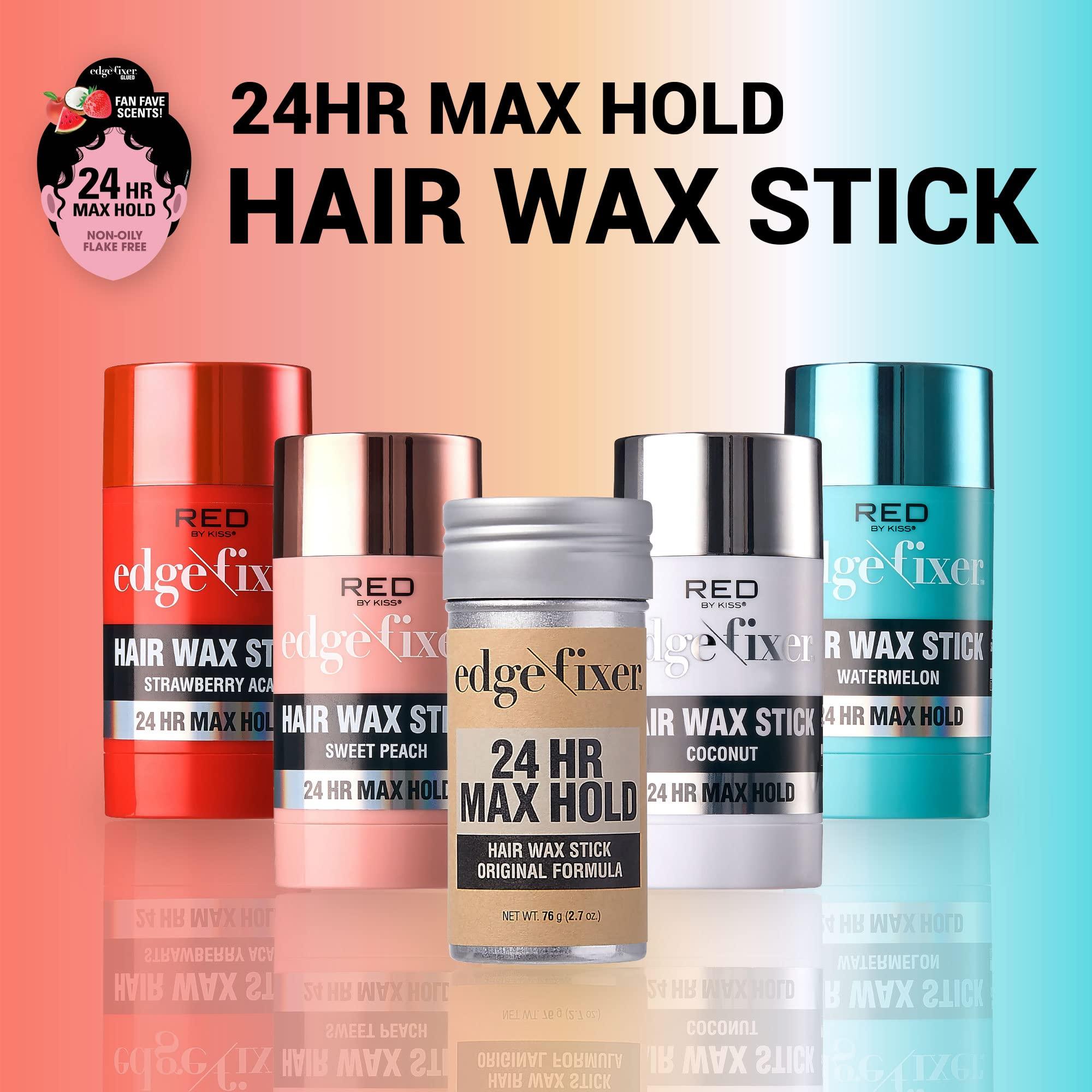Red by Kiss Red by Kiss Hair Wax Stick 24HR Max Hold Edge Fixer Edge Control Pomade Non-Sticky, Non-Oily Flake Free Hair Styling Wax (Watermelon)