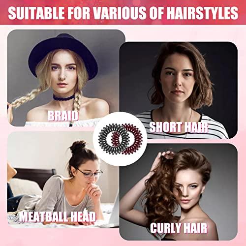 Swanliss Spiral Hair Ties, waterproof No Crease Coil Hair Ties, Phone Cord Hair Ties for Thick Hair, for women Ponytail Holder Elastics (FQ-06)