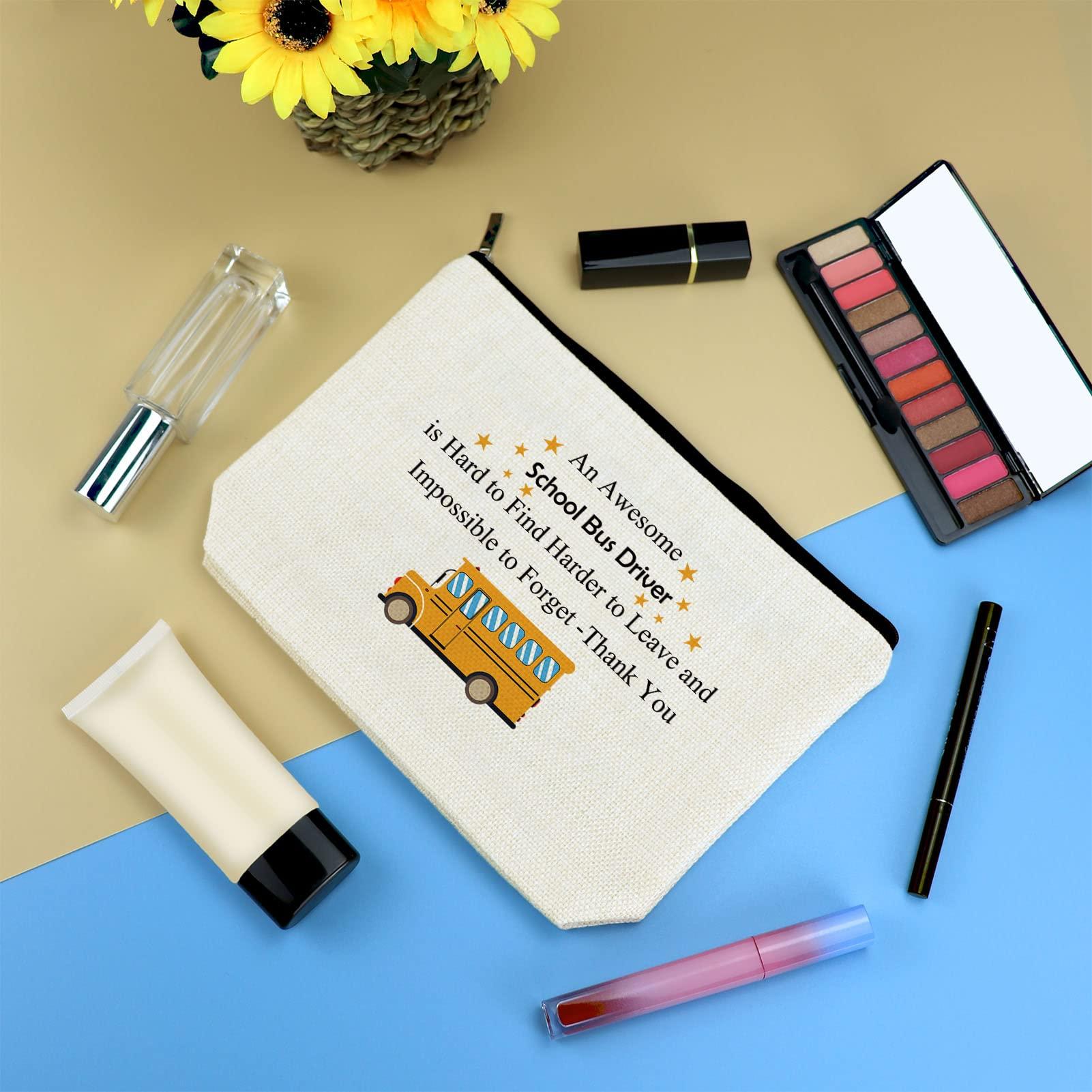 Mikela School Bus Driver Appreciation Gifts Bus Driver Makeup Bag Gifts For Women Thank You Gift for Bus Driver Cosmetic Bag School Bus Driver Christmas Retirement Gift Back to School End Of Term School Gift