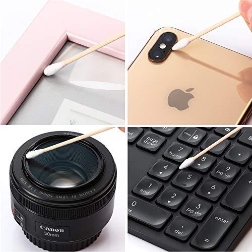 Norme Norme 6 Inch Caliber Cleaning Swabs Round/Pointed Tip with Wooden Handle Cleaning Swabs for Jewelry Ceramics Electronics in Storage Case, 300 Pieces (Pointed and Round Tip)