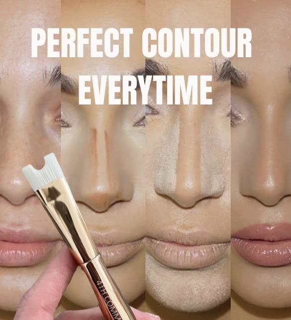 4th Command 4TH COMMAND Nose Contour U-Shaped Makeup Brush for Sculpting and Defining the Nose 2-in-1 Precision Duo Contour Brush Perfect For Contouring the Nose Viral Soft Innovative Dual-End Gold Brush